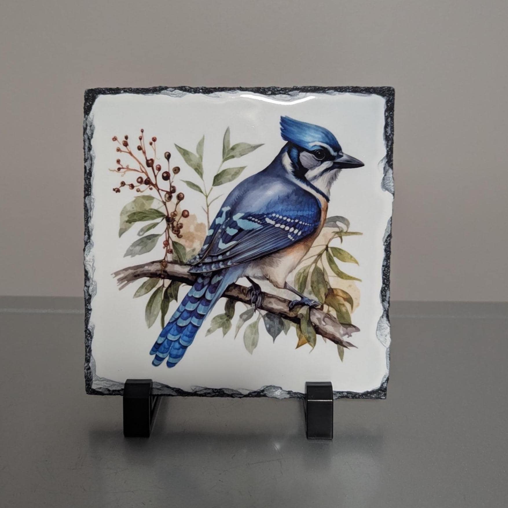 Slate Blue Jay Picture with Display Legs
