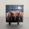 Highland Cow Slate Picture With Display Legs - I Love You to the Moon and Back