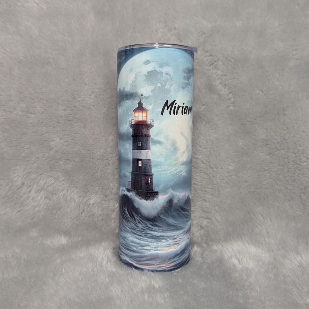 Lighthouse Tumbler Can Be Personalized, Lighthouse Cup With Name, Lighthouse Gift, Beach Tumbler, Ocean View Tumbler, Hot Cold Drinkware