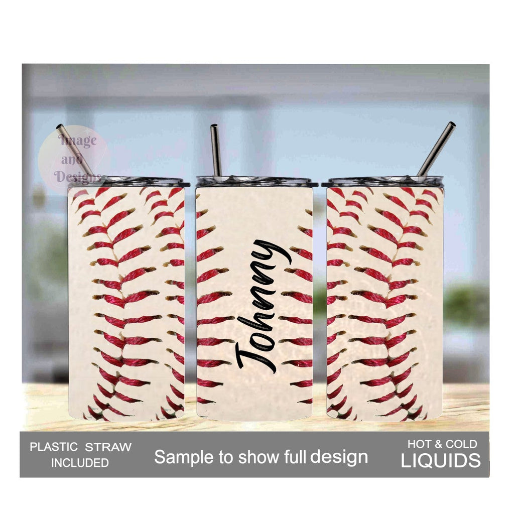 Personalized Kids Baseball Tumbler 15oz With Reusable Straw, Can Be Personalized