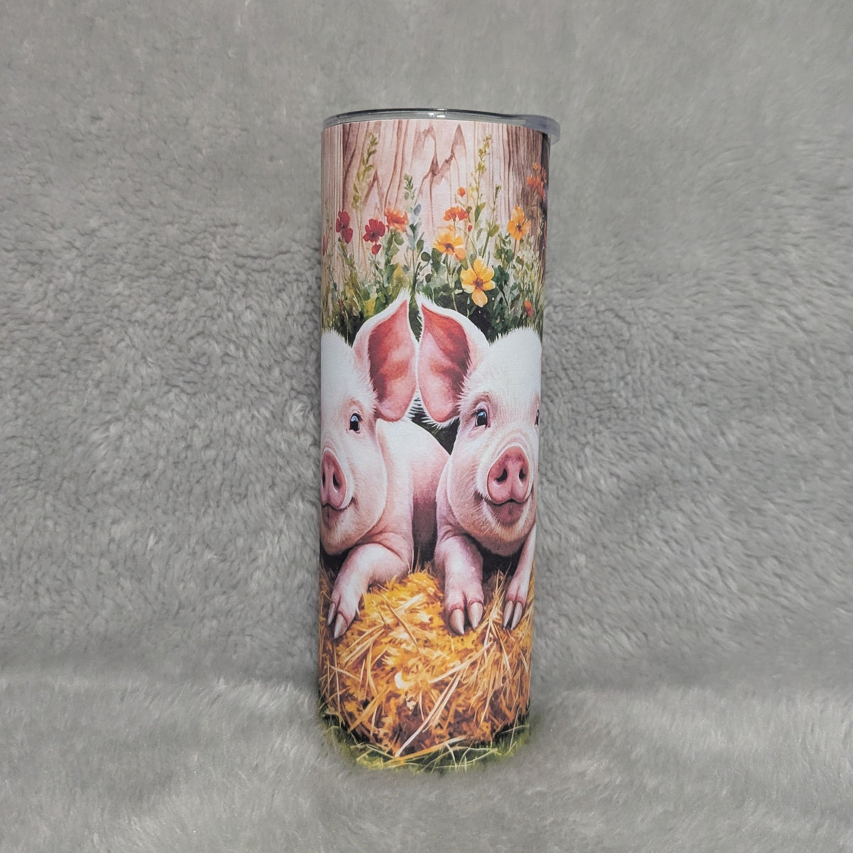 Cute Pig Tumbler 20oz With Reusable Straw, Can Be Personalized