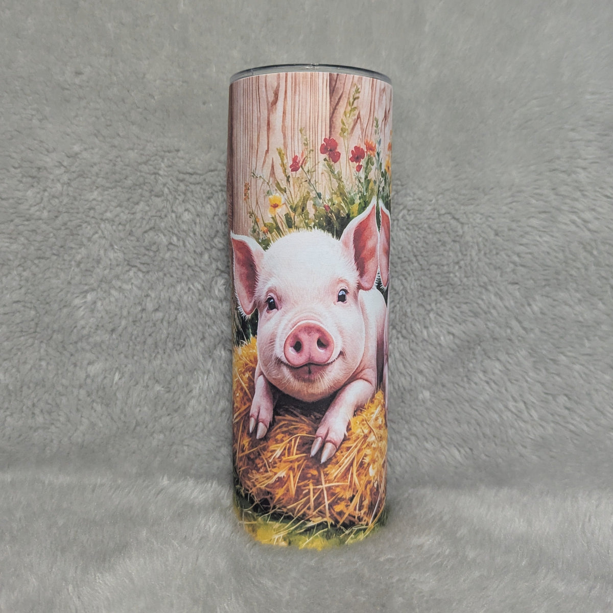 Cute Pig Tumbler 20oz With Reusable Straw, Can Be Personalized