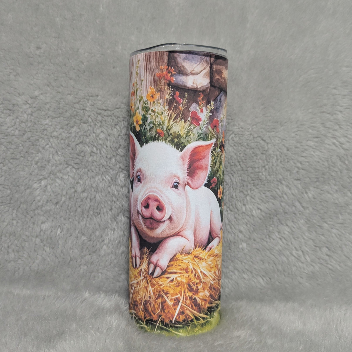 Cute Pig Tumbler 20oz With Reusable Straw, Can Be Personalized