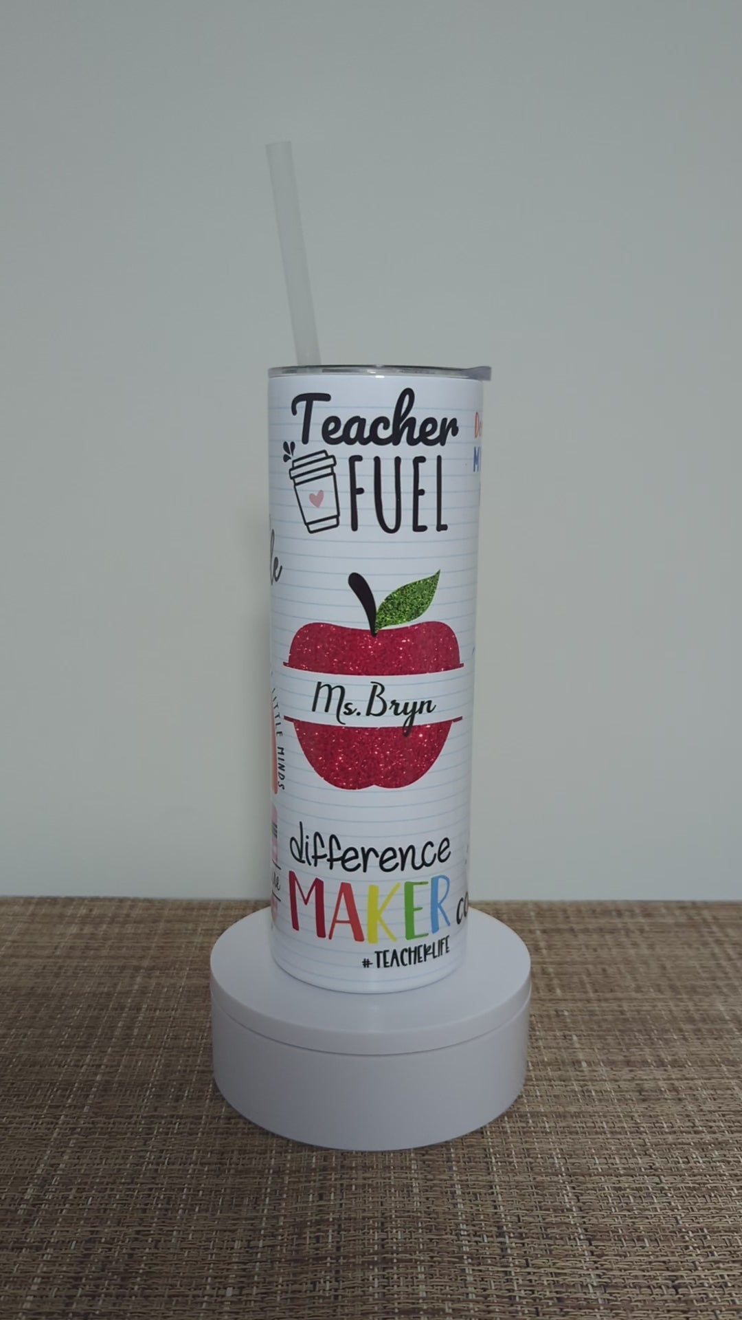 Personalized Teacher Tumbler 20oz With Reusable Straw, Can Be Personalized