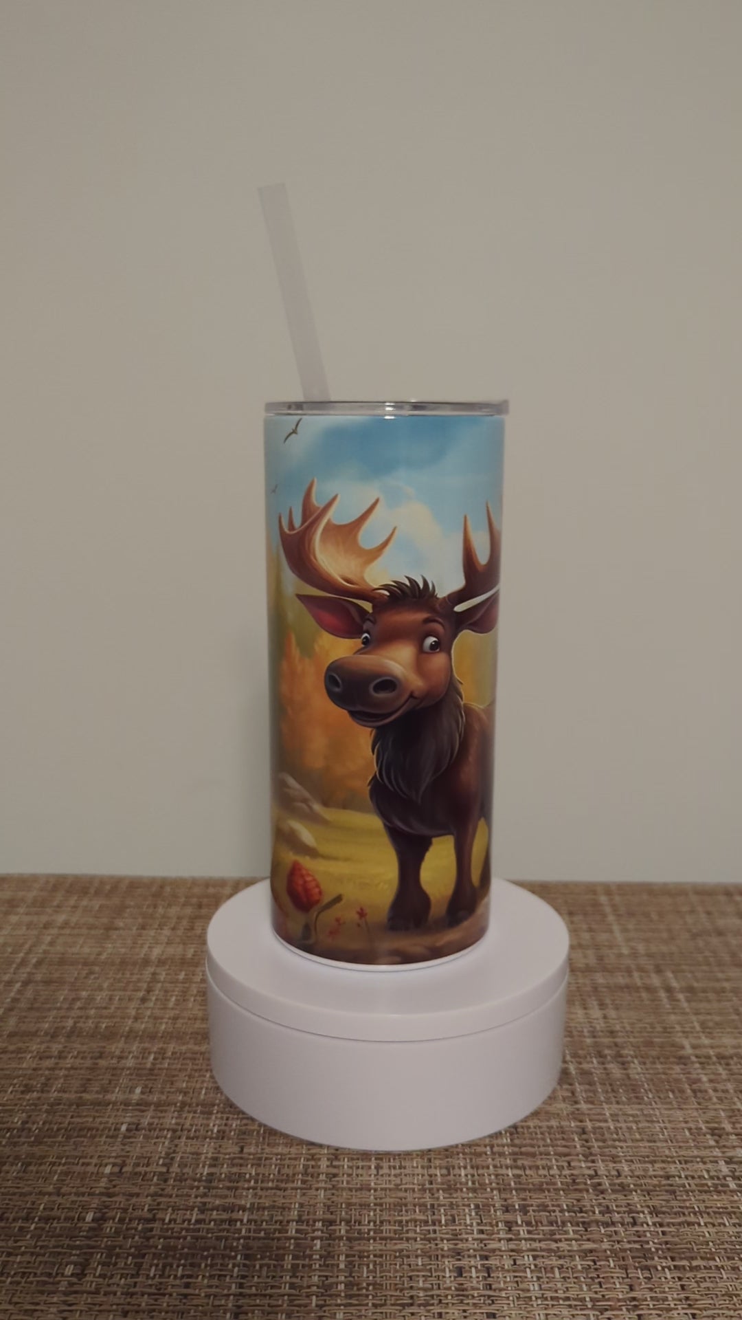 Kids Moose Tumbler 15oz With Reusable Straw, Can Be Personalized
