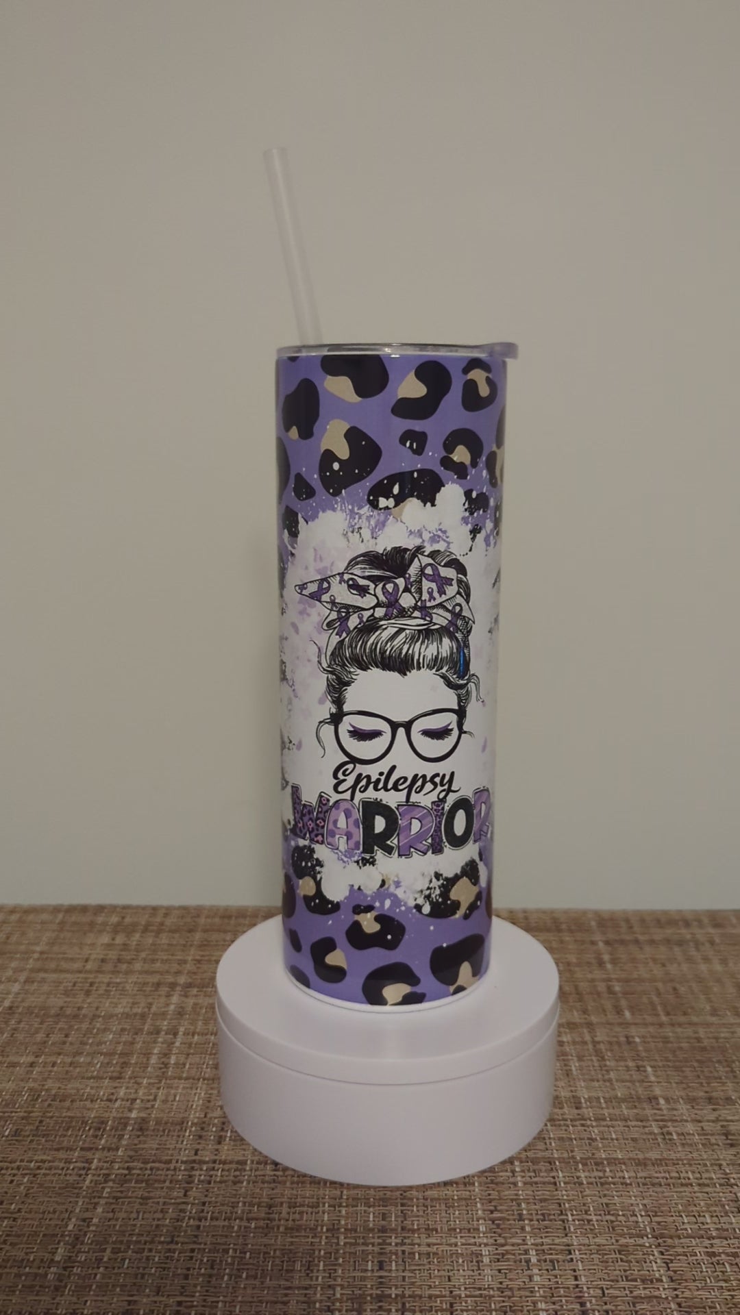 Epilepsy Warrior Tumbler 20oz With Reusable Straw, Can Be Personalized