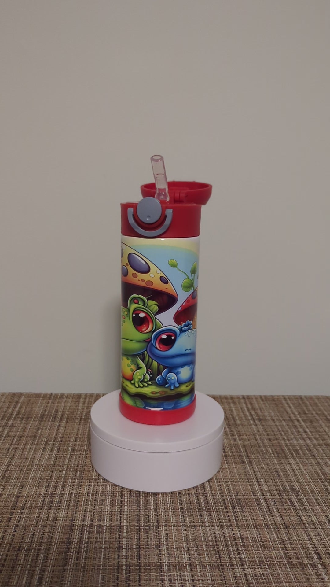 Kids Frog Water Bottle 12oz With Reusable Straw Can Be Personalized