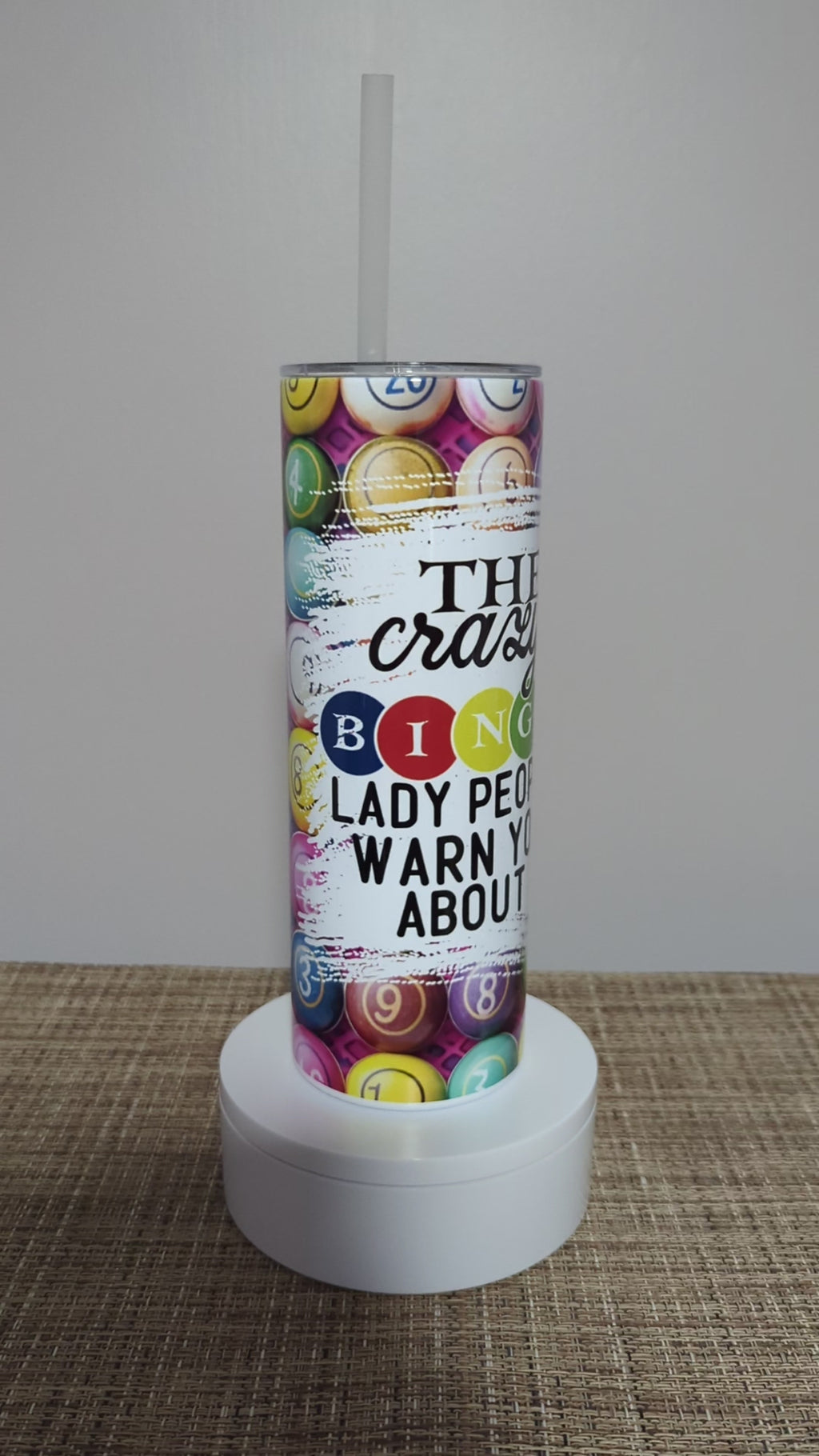 Crazy Bingo Lady Tumbler 20oz With Reusable Straw