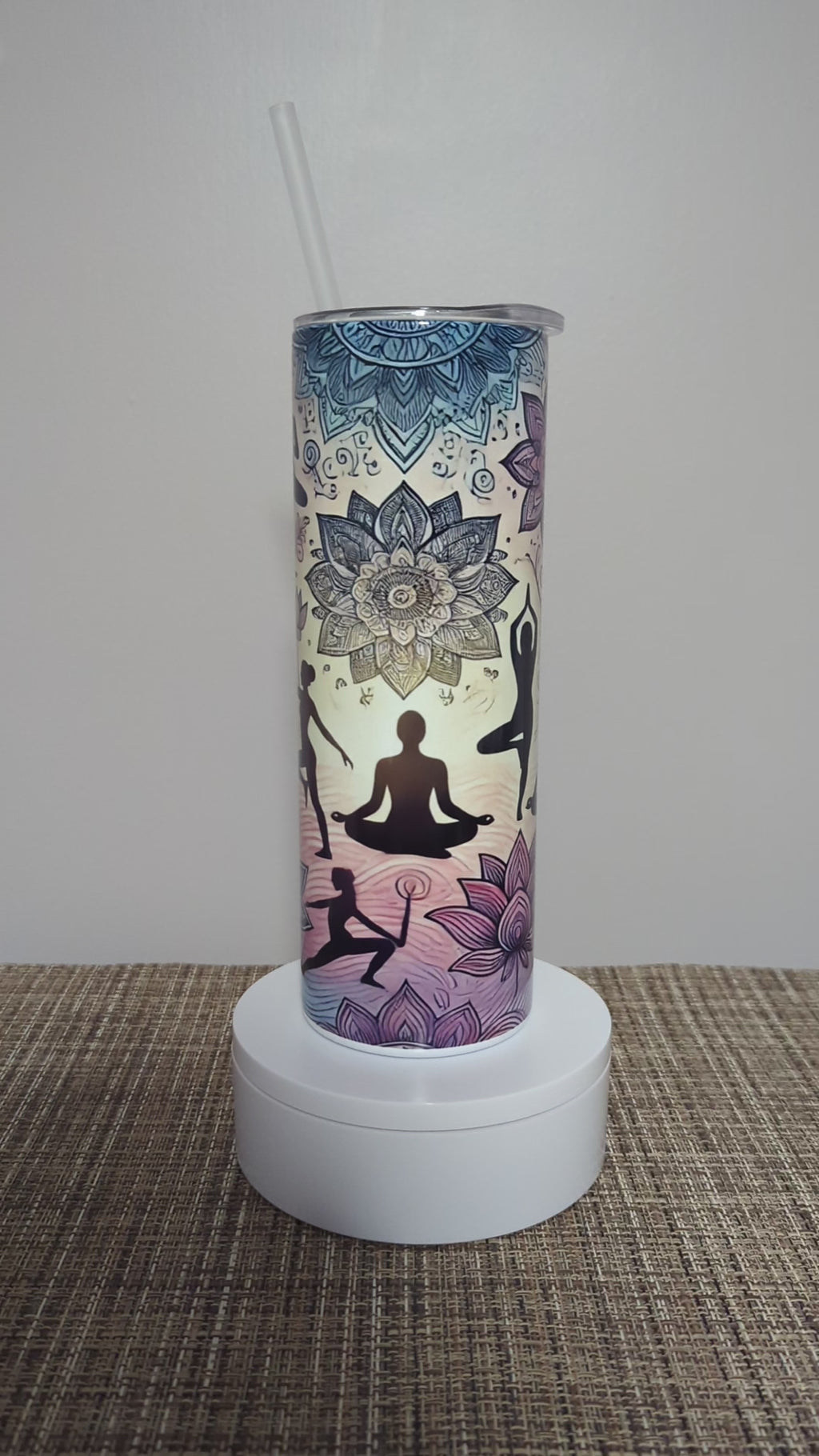 Yoga and Zen Inspired Tumbler 20oz With Reusable Straw, Can Be Personalized