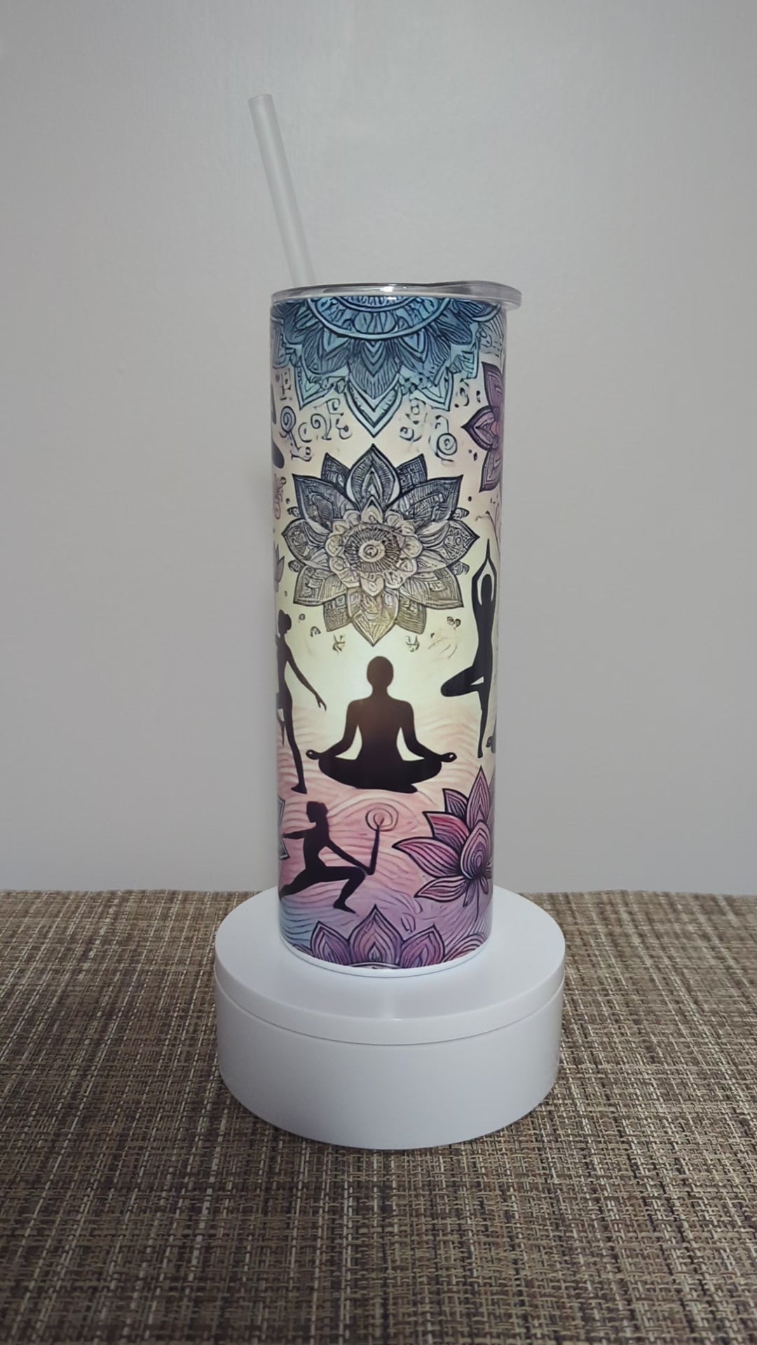 Yoga and Zen Inspired Tumbler 20oz With Reusable Straw, Can Be Personalized