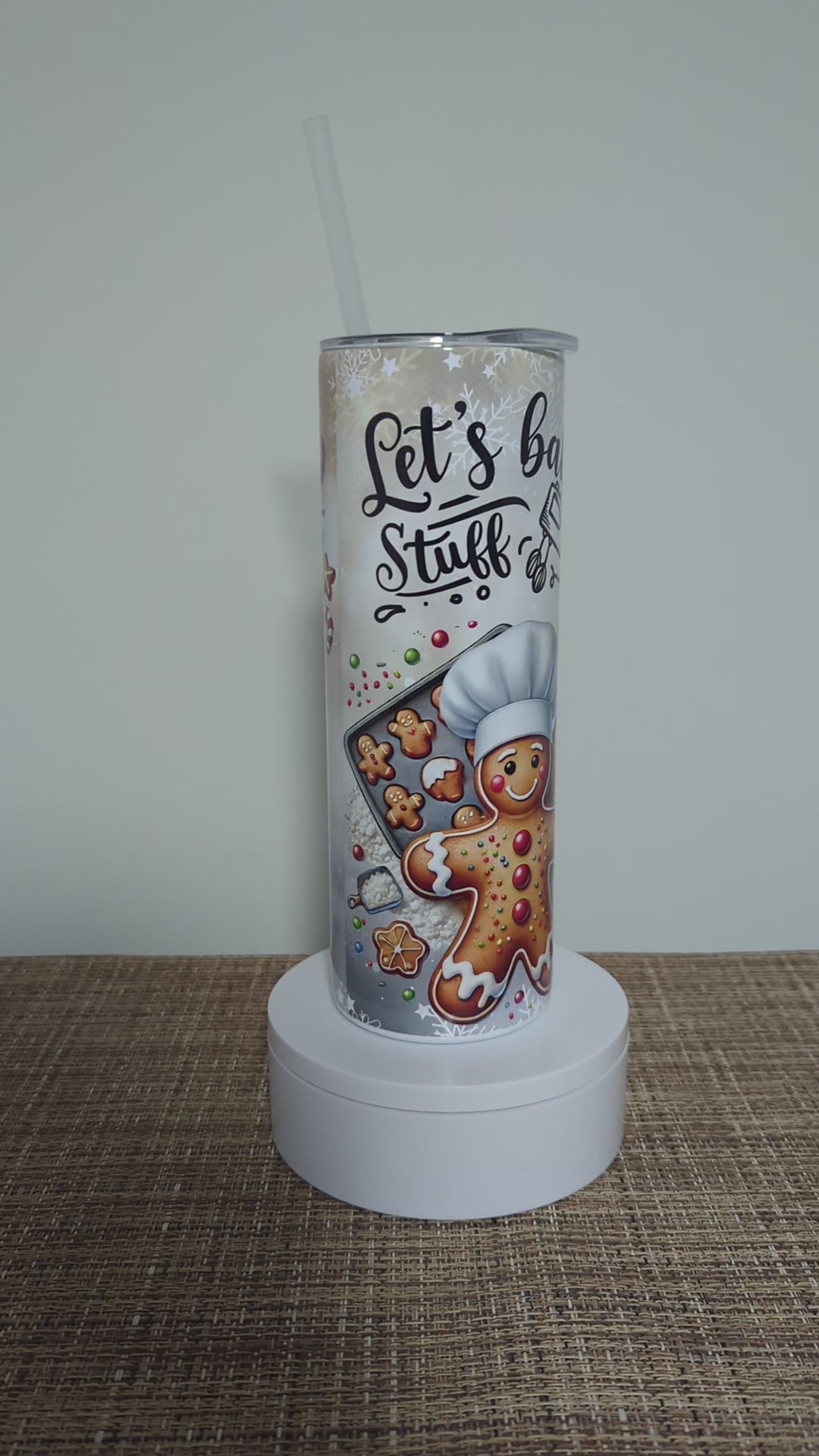 Let's Bake Stuff and Watch Christmas Movies Gingerbread Man Tumbler 20oz With Reusable Straw