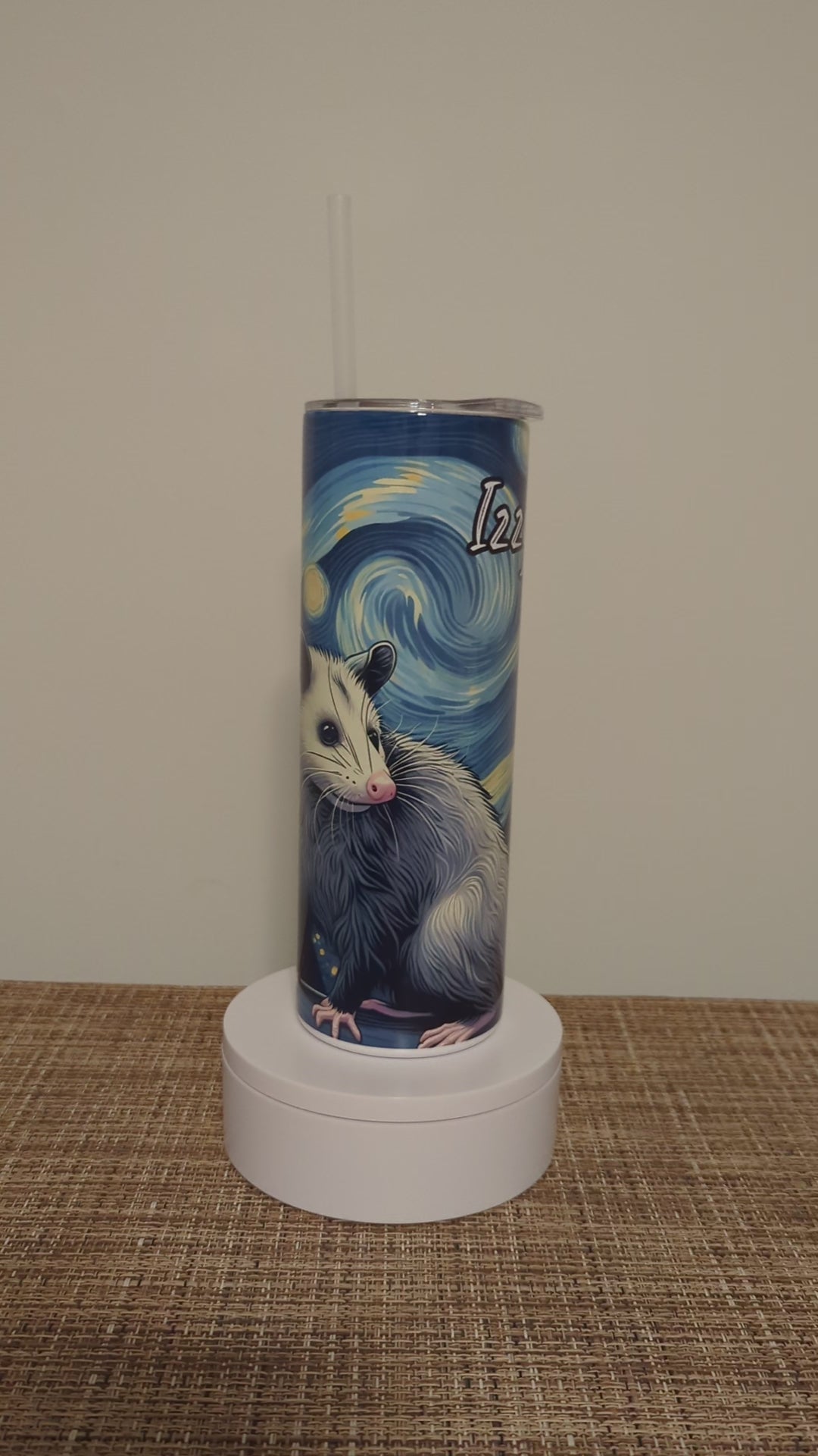 Possum Tumbler 20oz With Reusable Straw, Can Be Personalized