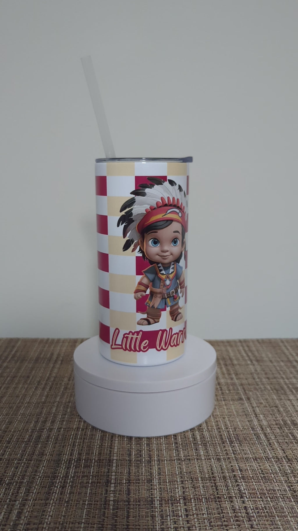 Kids Little Warrior Boy Tumbler 15oz With Reusable Straw, Can Be Personalized