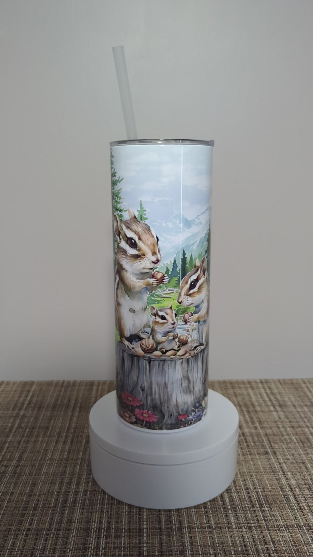 Chipmunk Tumbler 20oz With Reusable Straw, Can Be Personalized