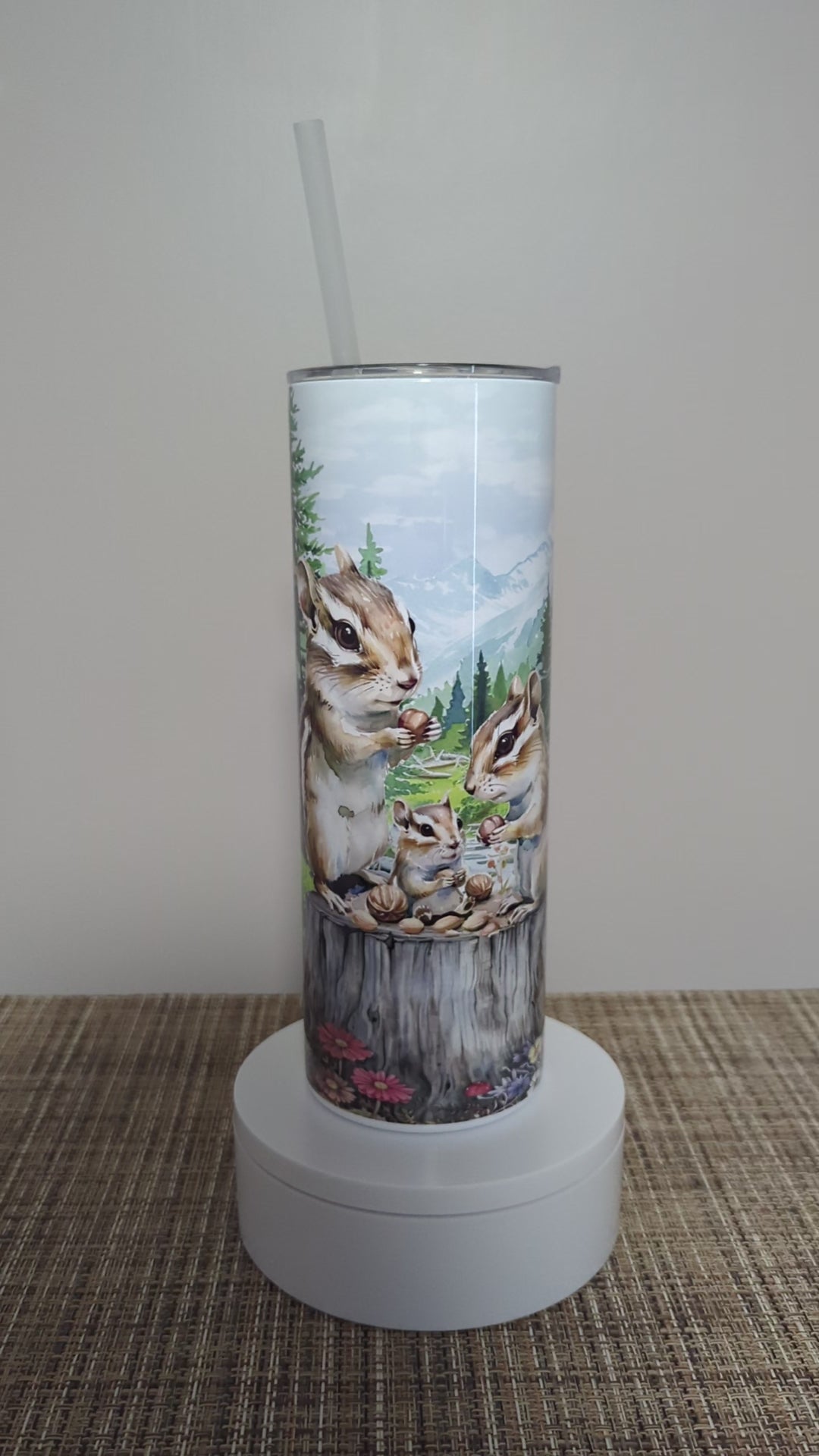 Chipmunk Tumbler 20oz With Reusable Straw, Can Be Personalized