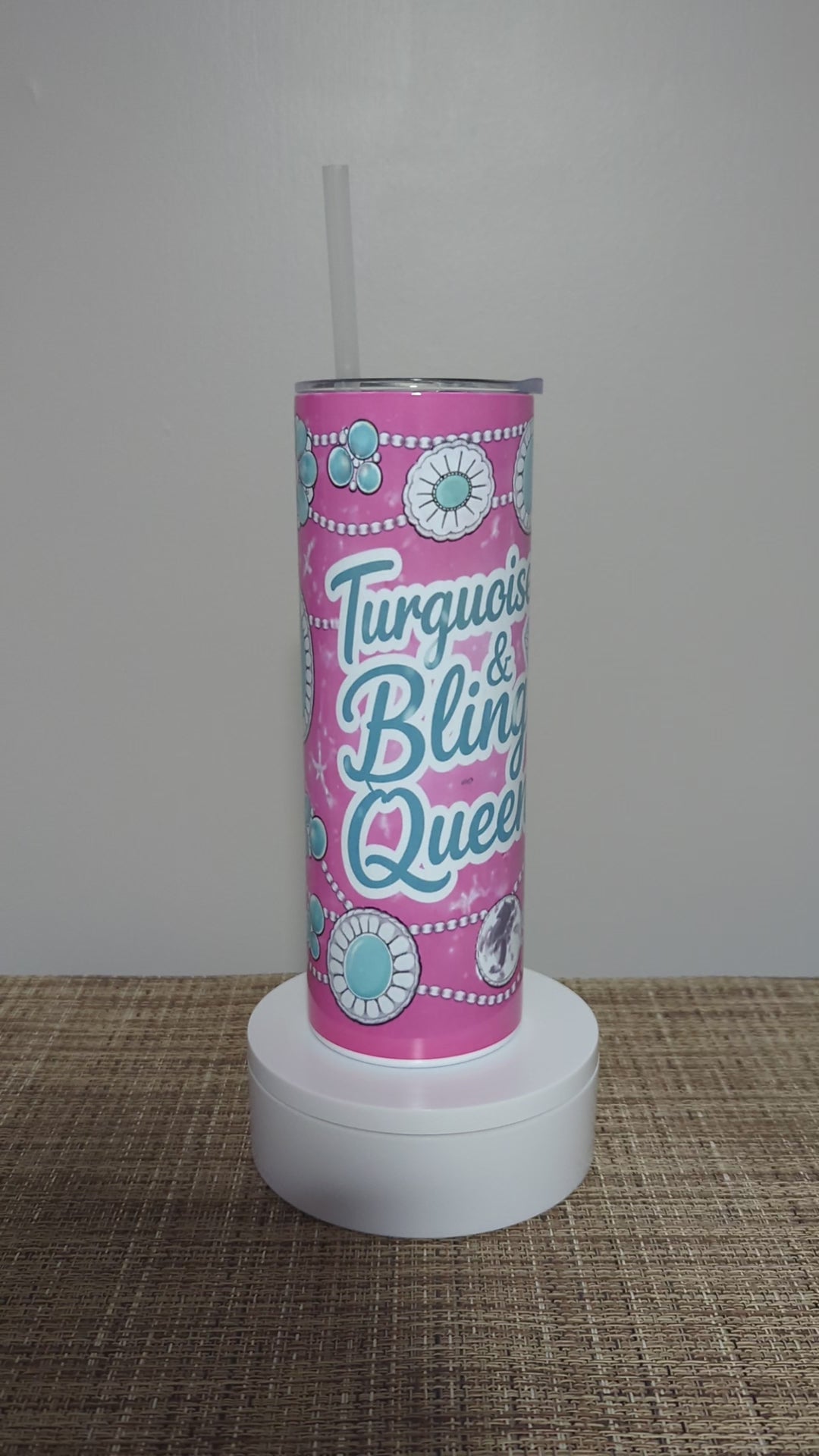 Turquoise and Bling Queen Tumbler 20oz With Reusable Straw