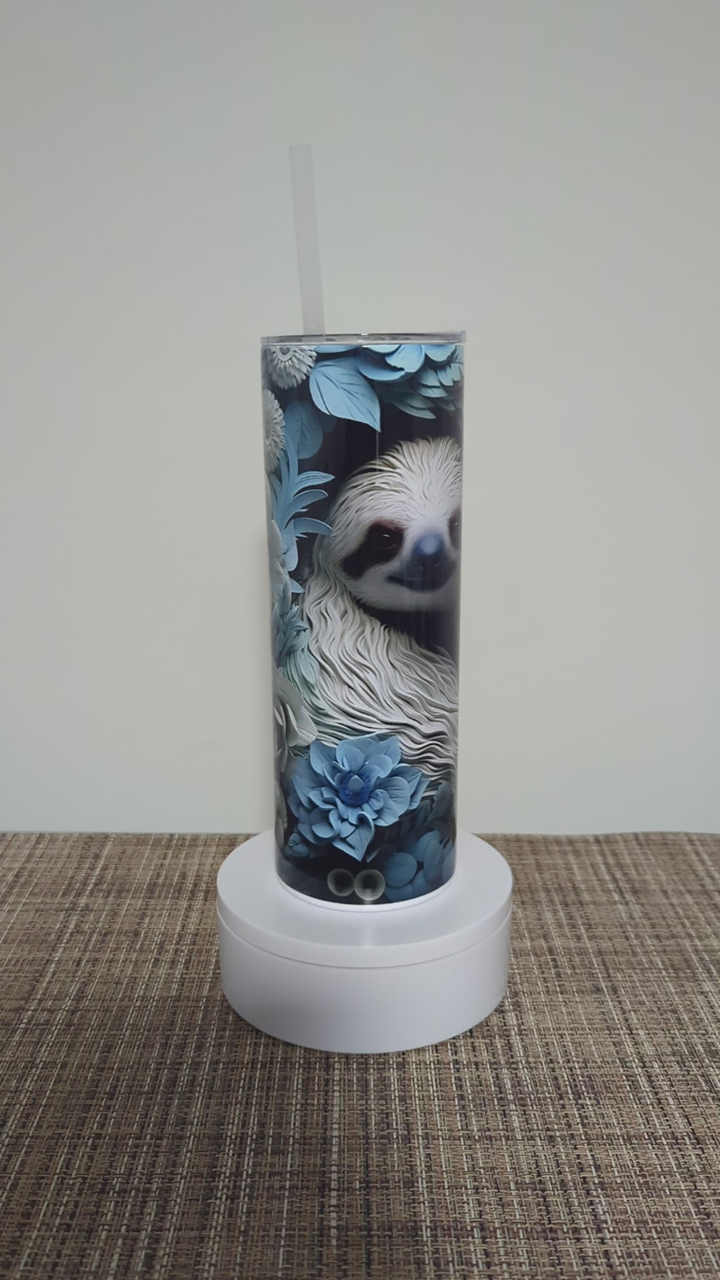 3D Design Sloth Cup 20oz With Reusable Straw, Can Be Personalized