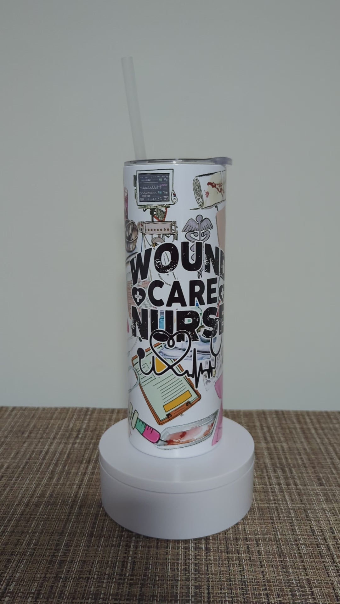 Wound Care Nurse Tumbler 20oz With Reusable Straw