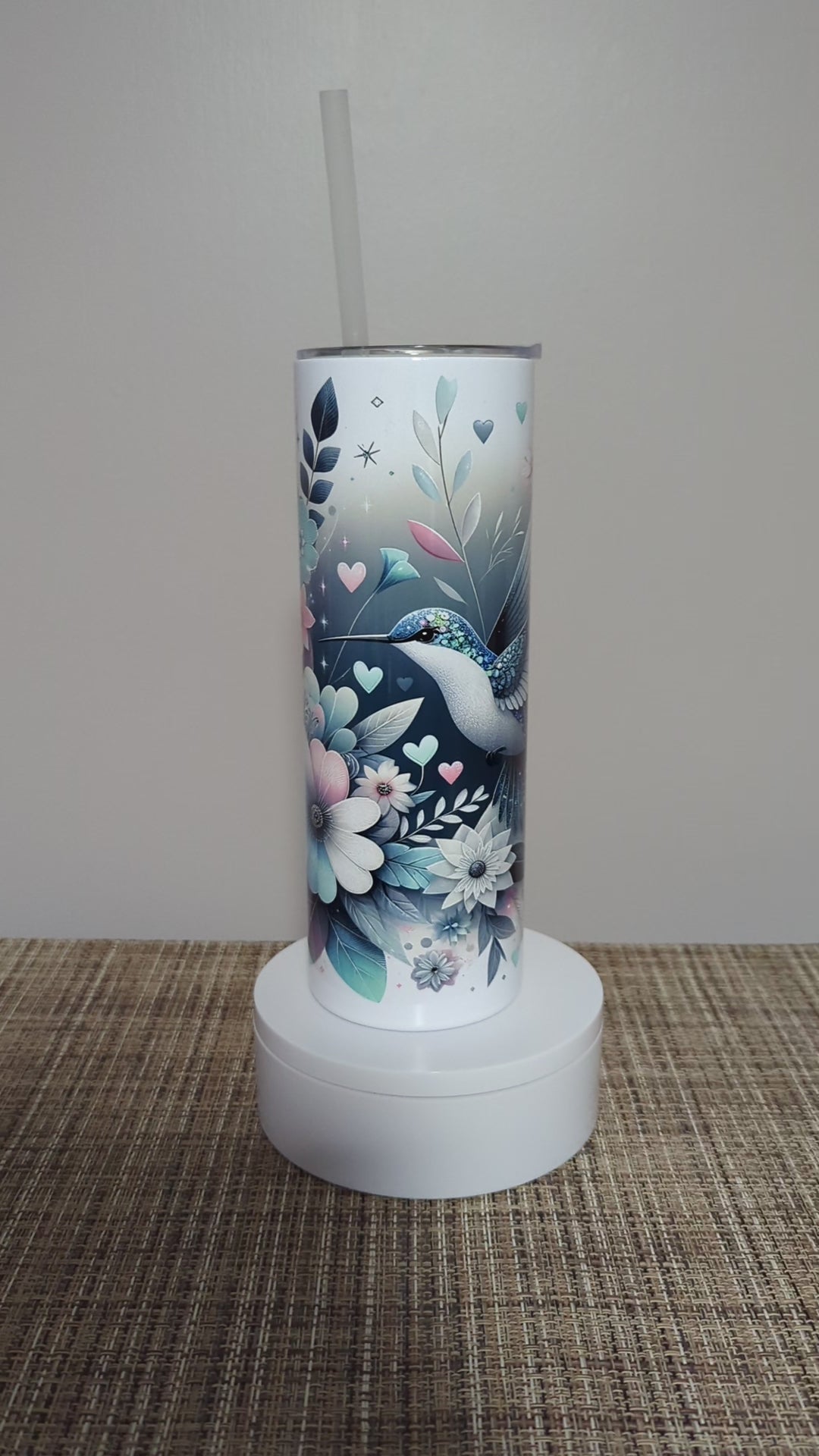 Hummingbird Tumbler 20oz With Reusable Straw, Can Be Personalized