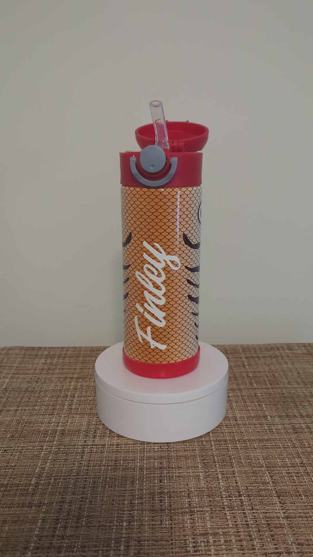 Kids Fishing Lure Water Bottle 12oz With Reusable Straw Can Be Personalized