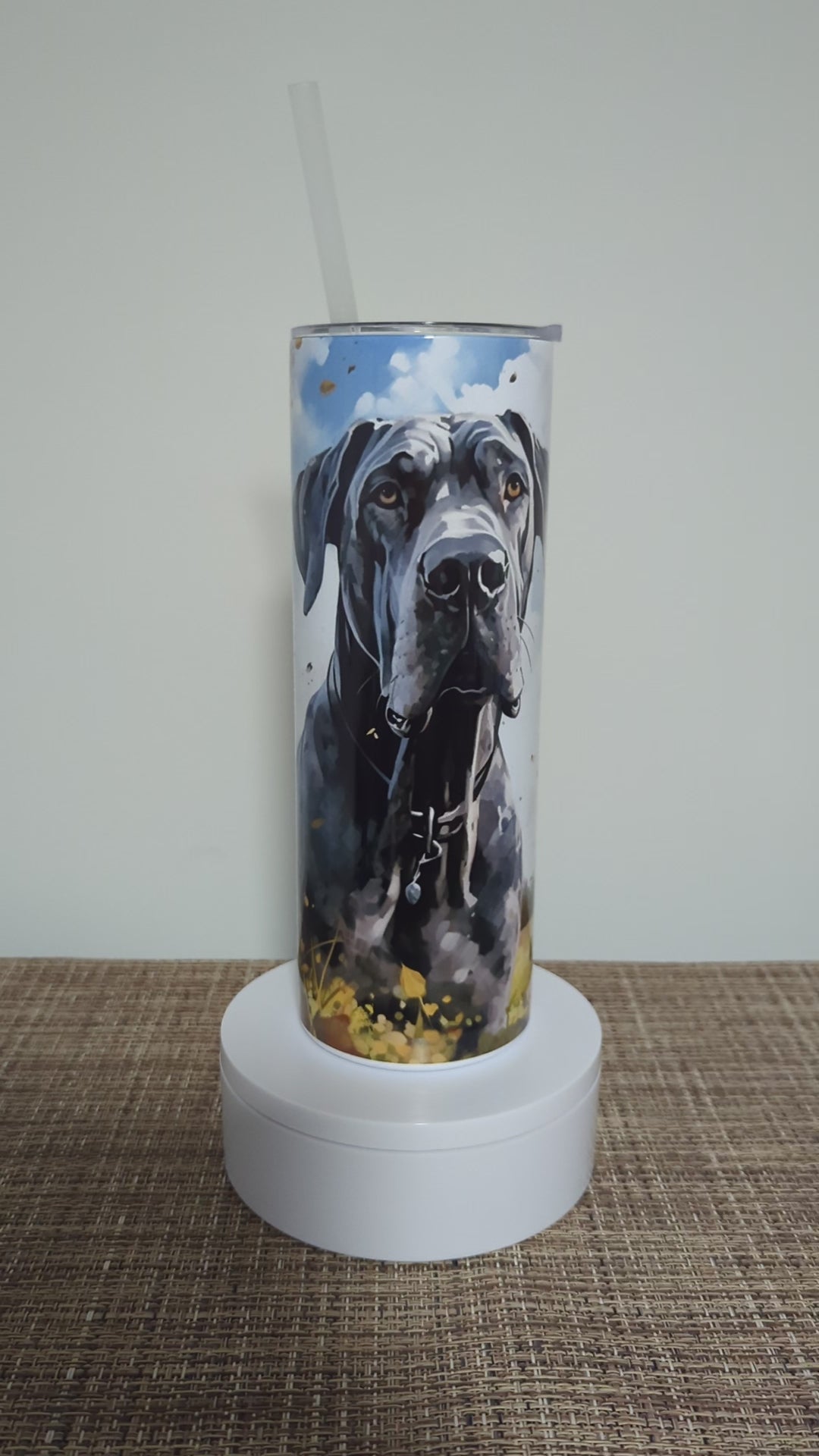 Great Dane Tumbler  20oz With Reusable Straw, Can Be Personalized