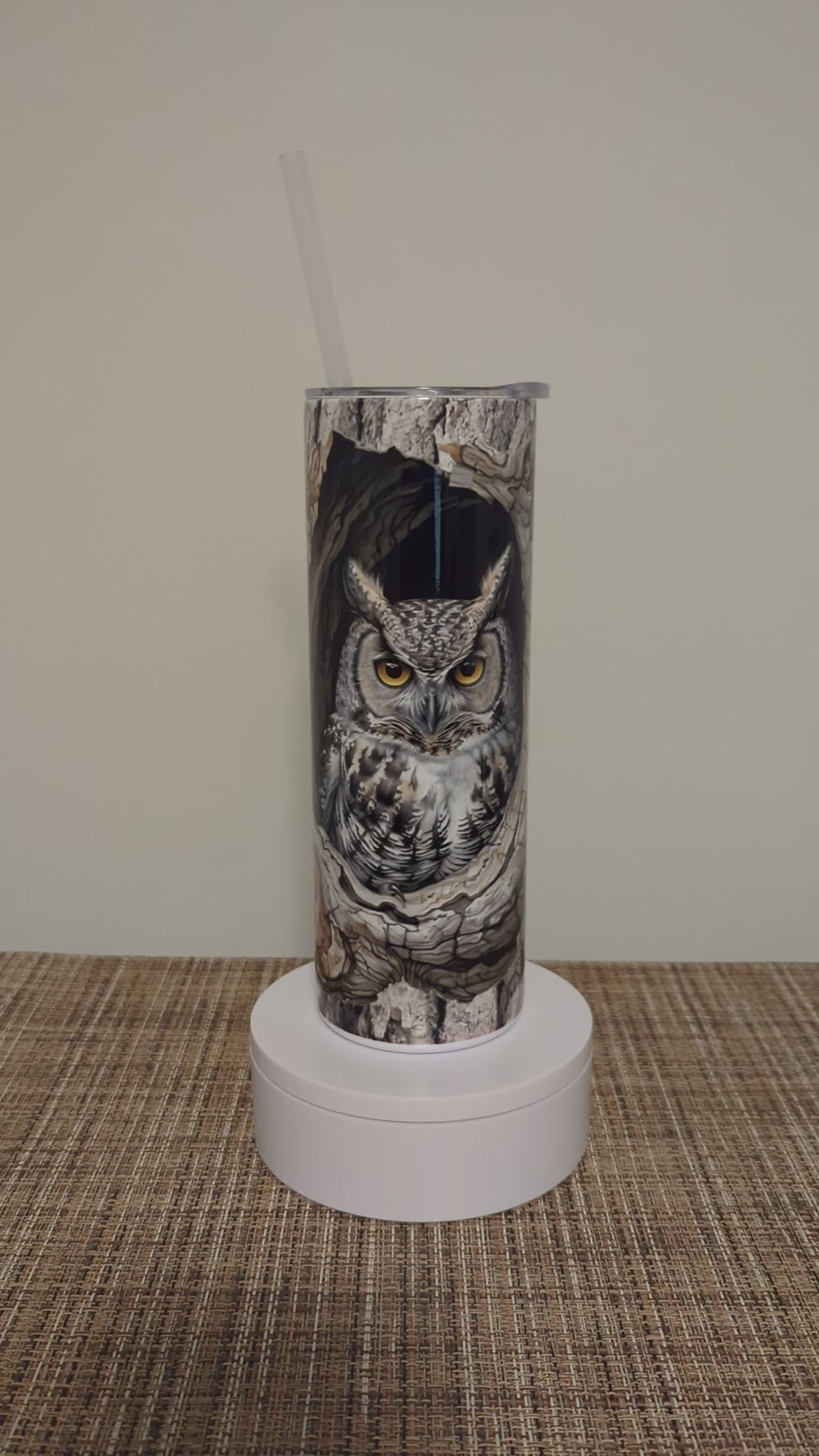 Owl Tumbler 20oz With Reusable Straw, Can Be Personalized