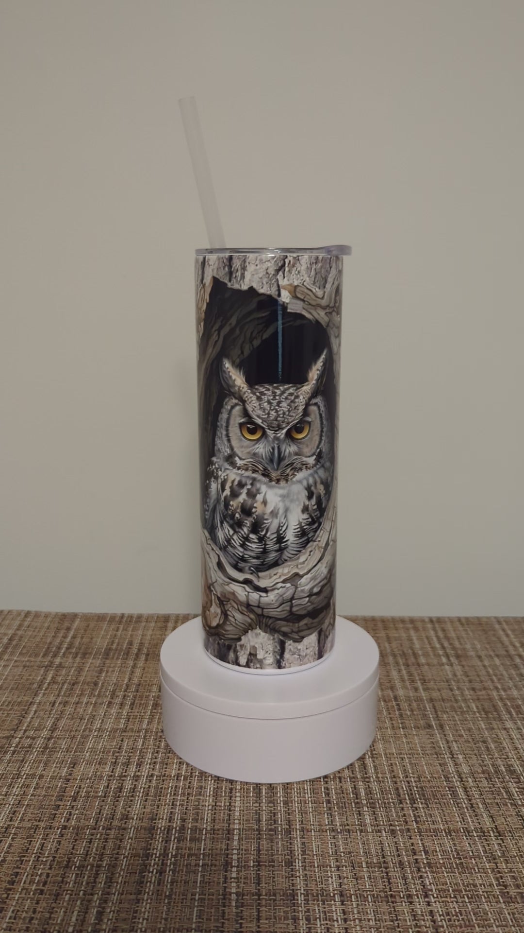 Owl Tumbler 20oz With Reusable Straw, Can Be Personalized