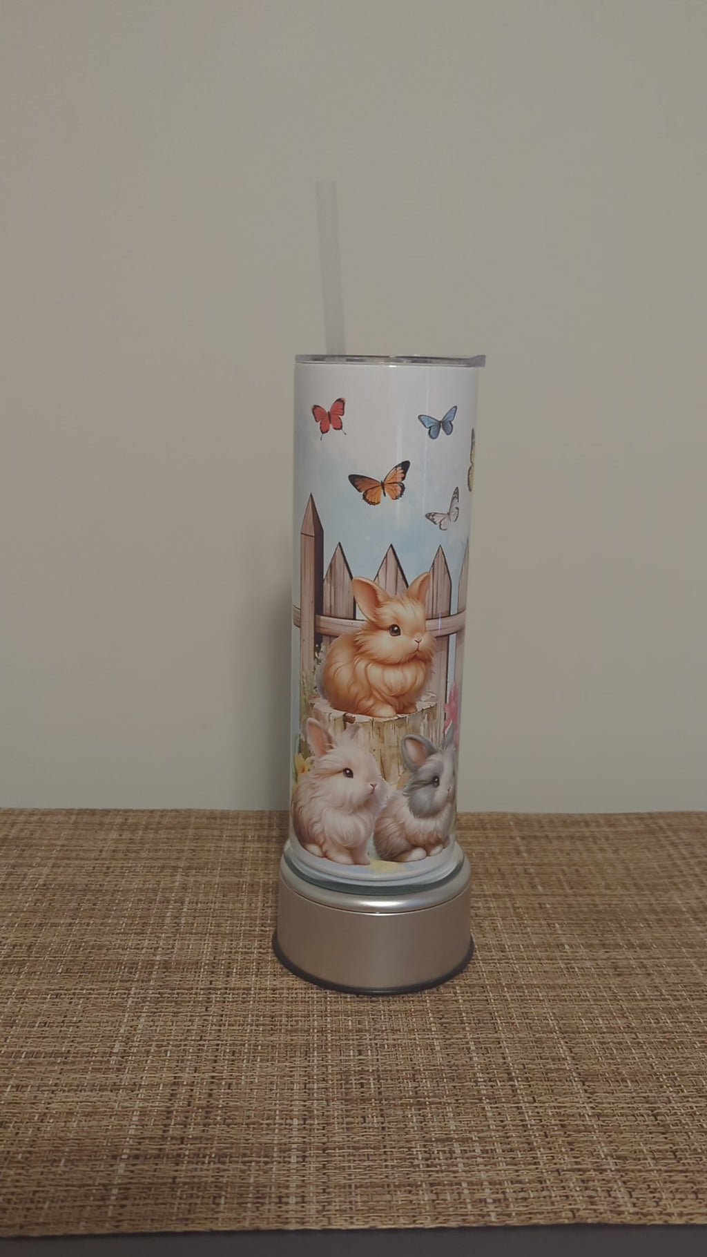Bunny Rabbit Tumbler 20oz With Reusable Straw, Can Be Personalized