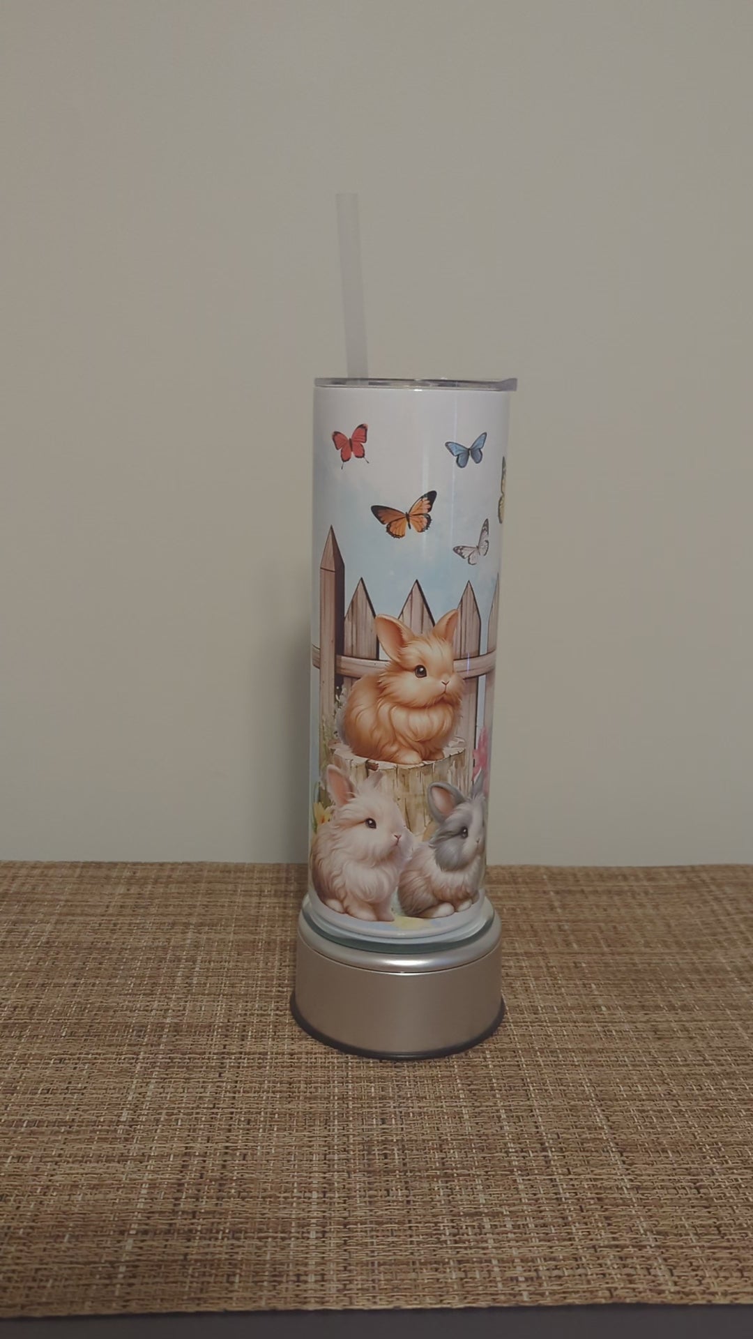 Bunny Rabbit Tumbler 20oz With Reusable Straw, Can Be Personalized