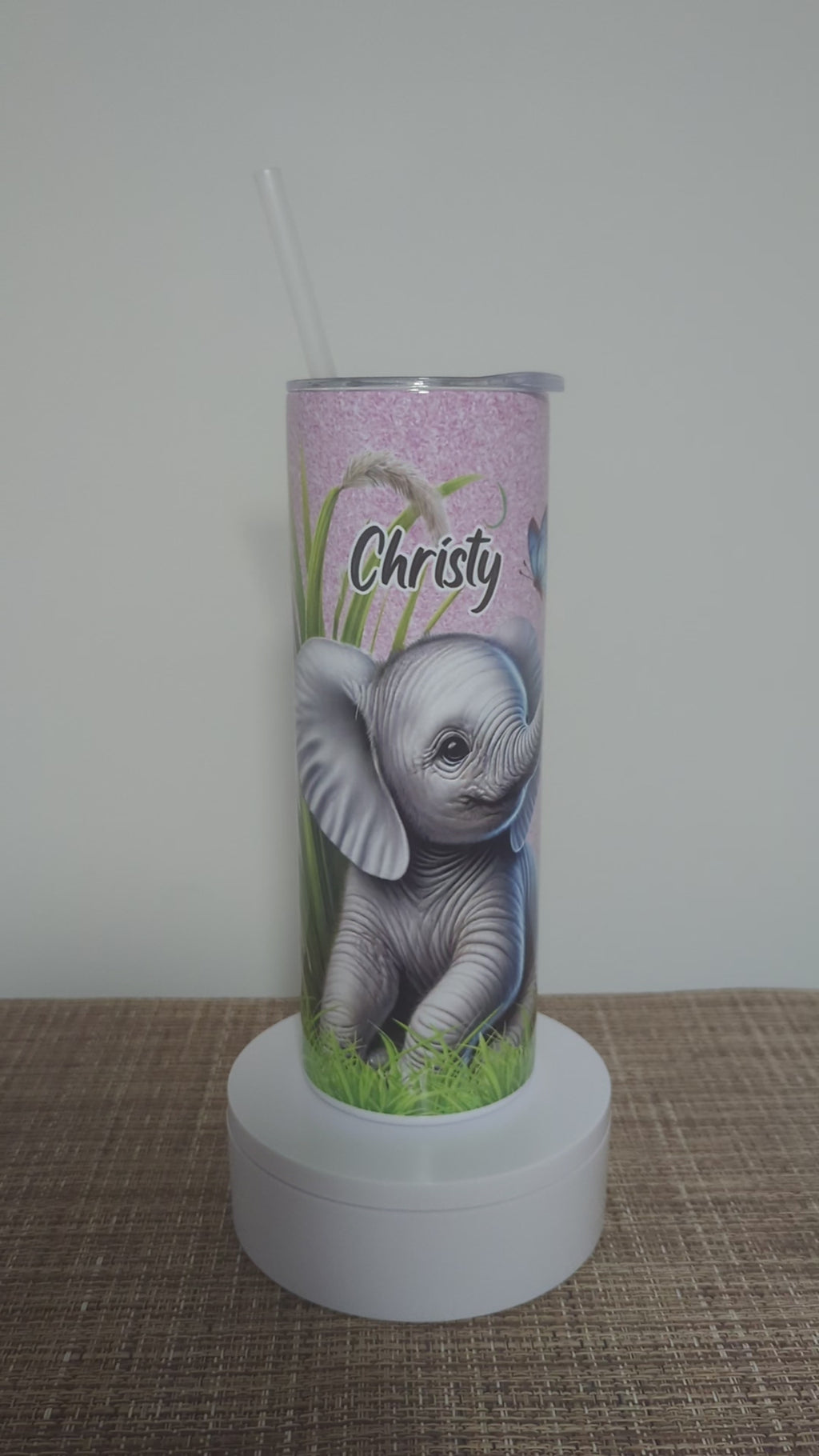 Just A Girl Who Loves Elephants Tumbler 20oz With Reusable Straw, Can Be Personalized