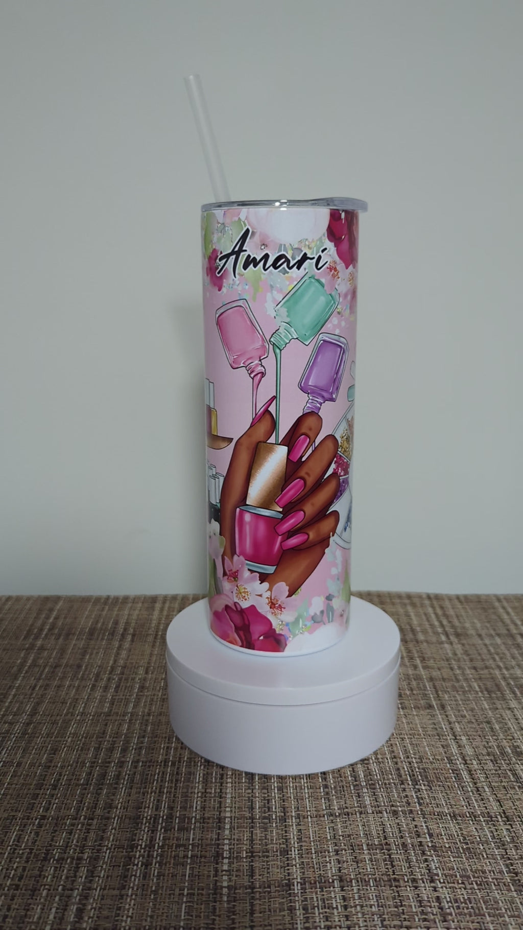 Nail Tech Tumbler 20oz With Reusable Straw, Can Be Personalized