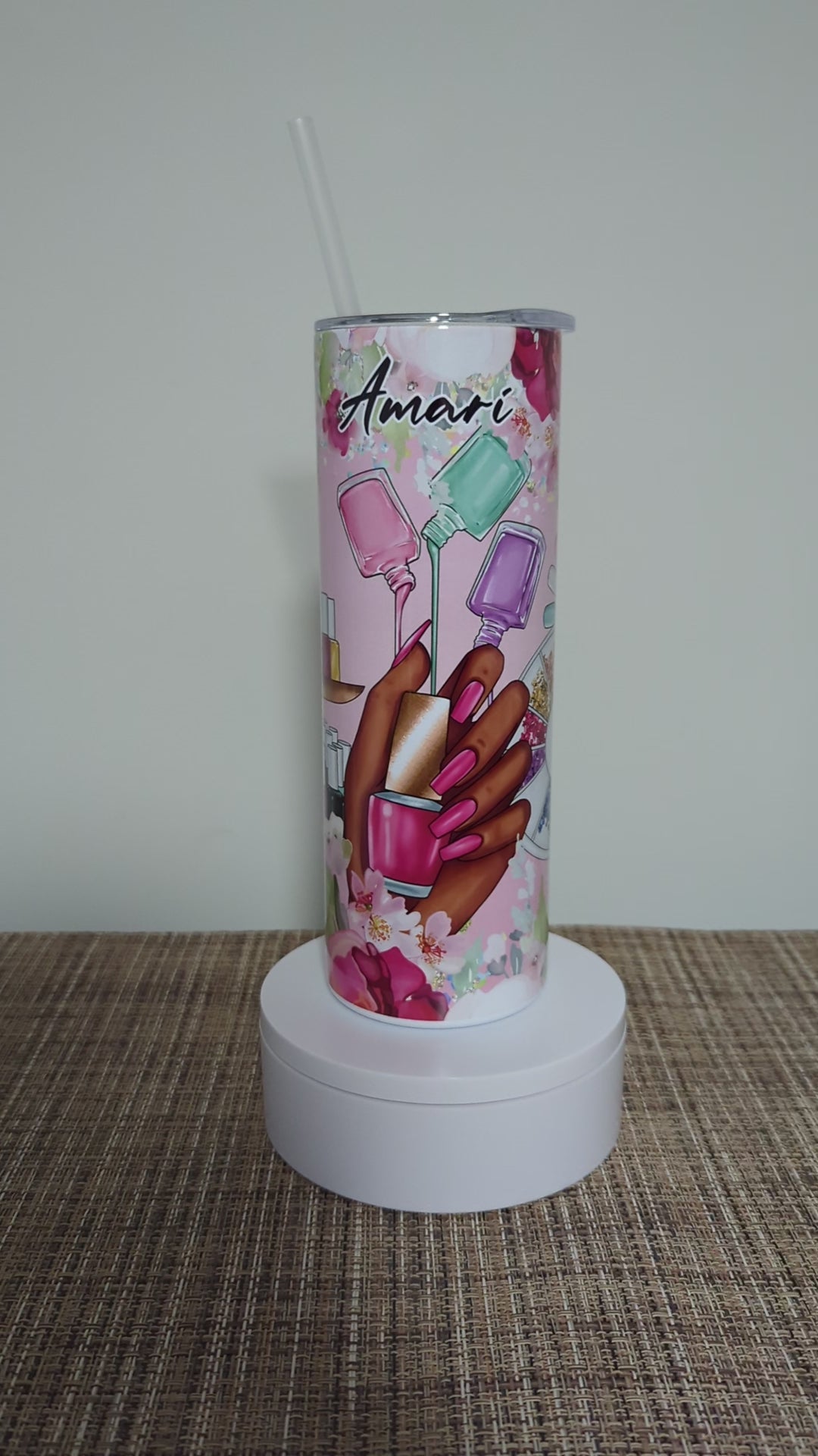 Nail Tech Tumbler 20oz With Reusable Straw, Can Be Personalized
