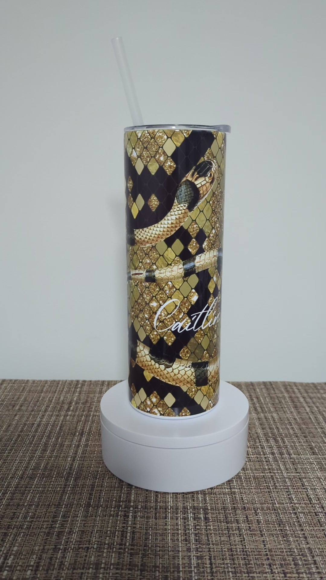 Snake Tumbler  20oz With Reusable Straw, Can Be Personalized