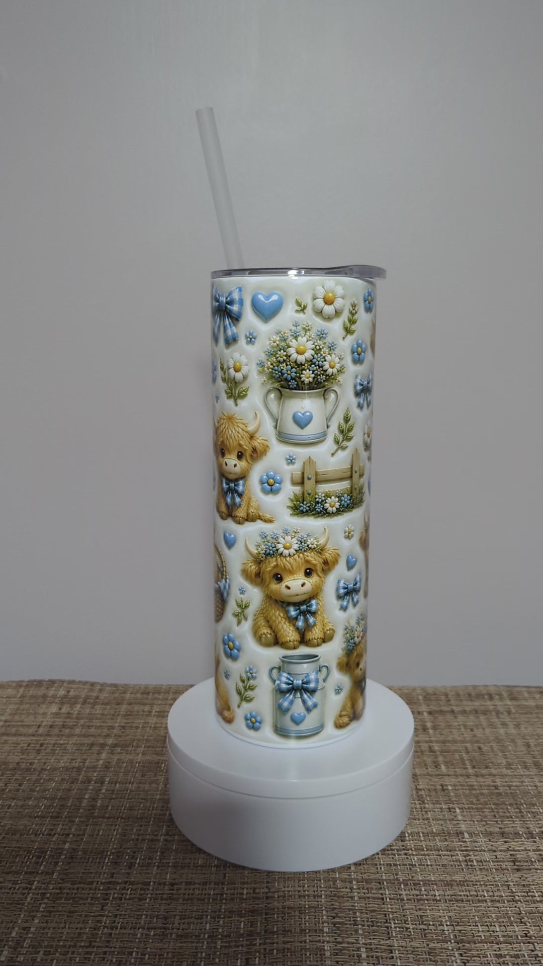Highland Cow 3D Design Tumbler 20oz with Reusable Straw