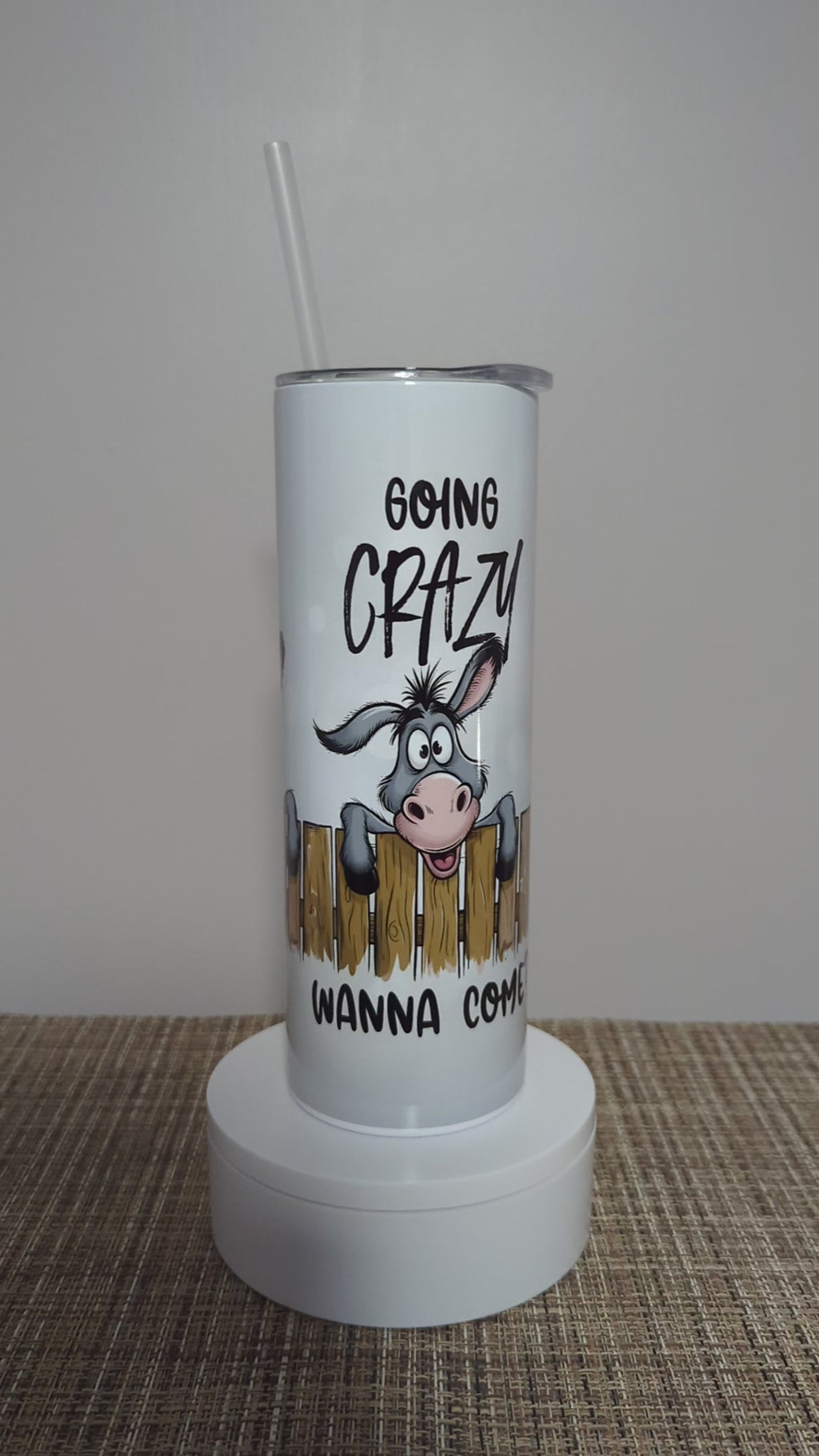 Funny Donkey Tumbler 20oz With Reusable Straw, Can Be Personalized