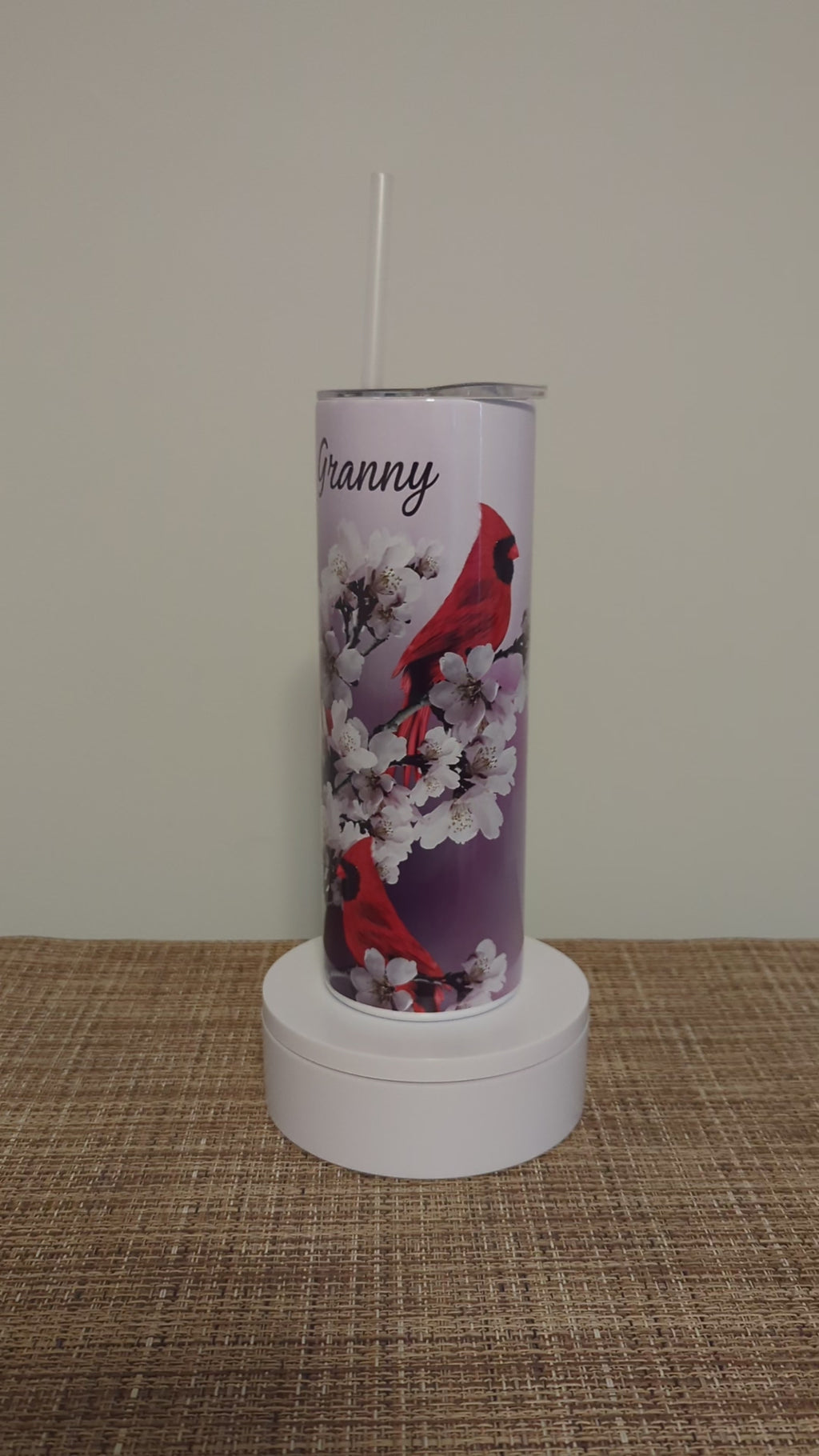 Beautiful Red Cardinal Tumbler 20oz With Reusable Straw, Can Be Personalized