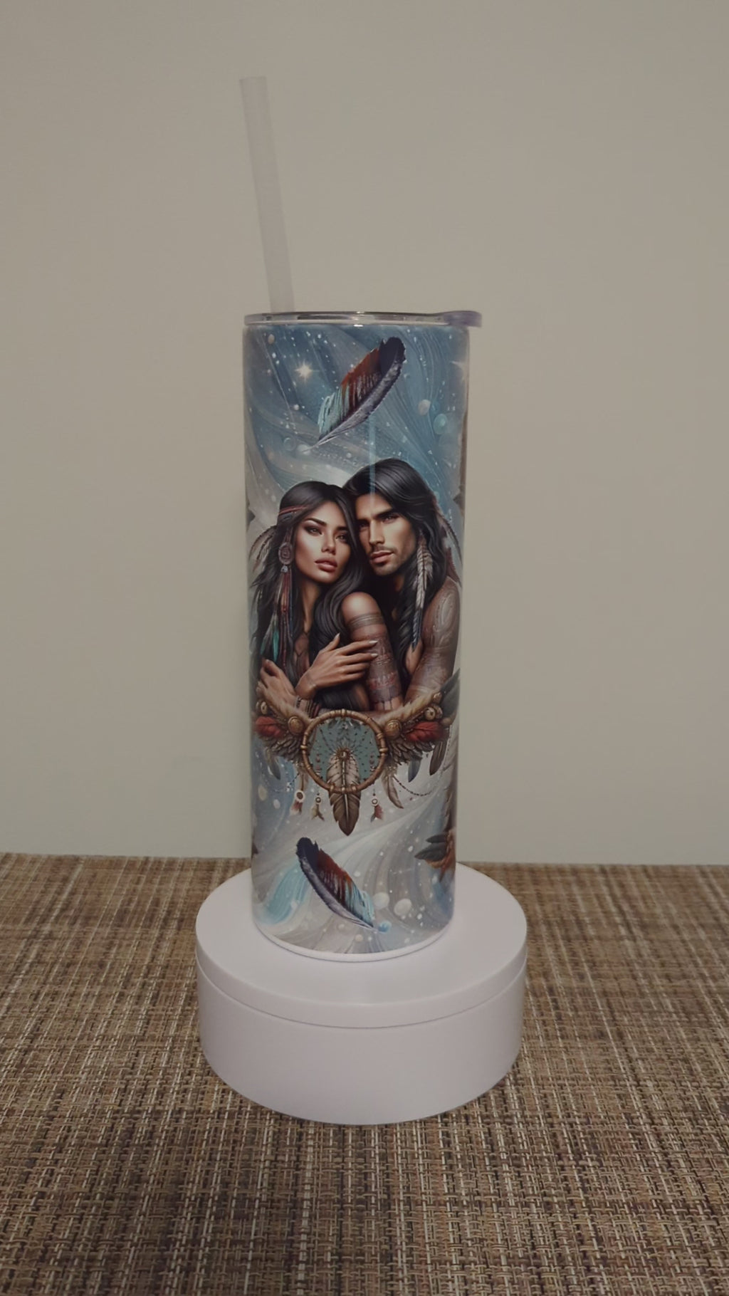 Native American Indian Tumbler 20oz With Reusable Straw