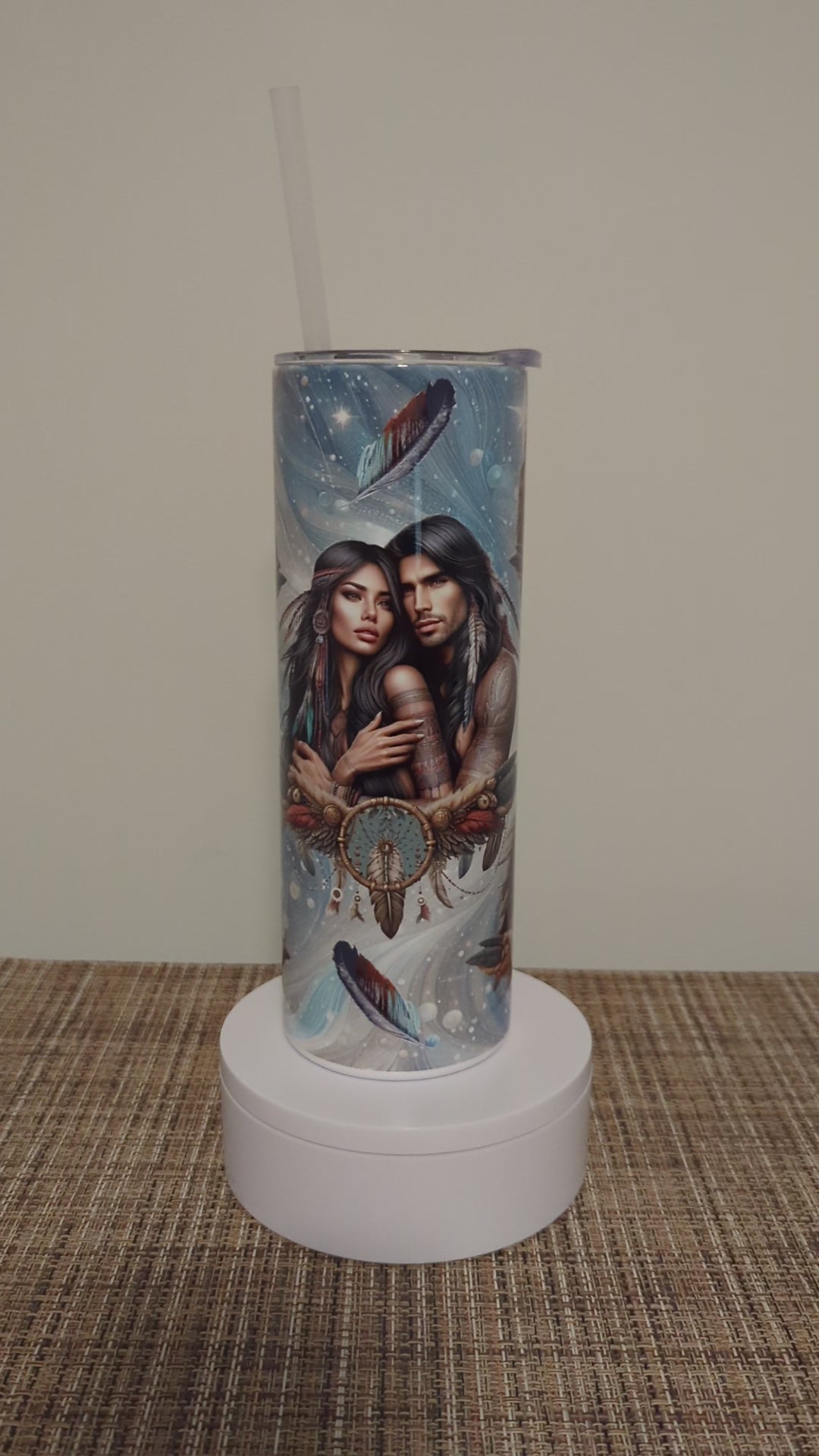 Native American Indian Tumbler 20oz With Reusable Straw