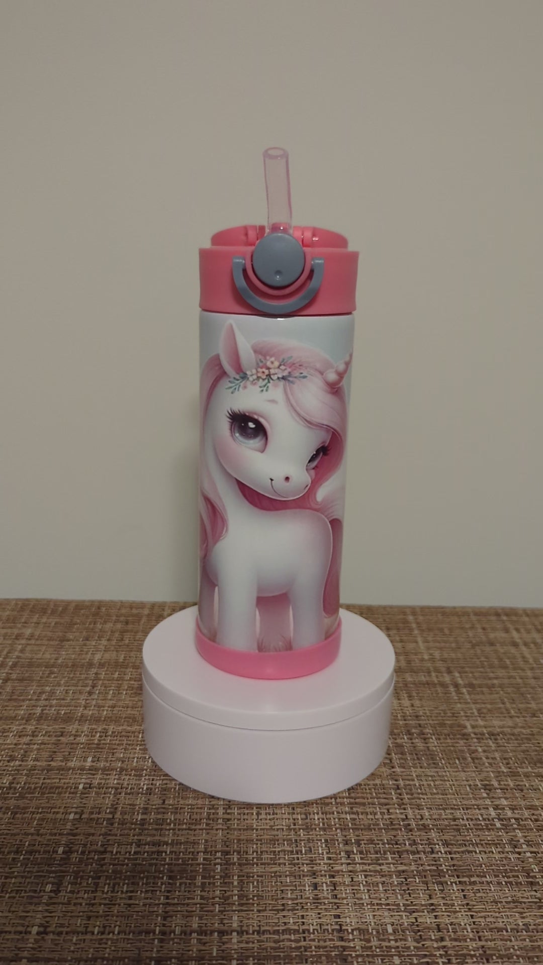 Kids Unicorn Water Bottle 12oz With Reusable Straw Can Be Personalized
