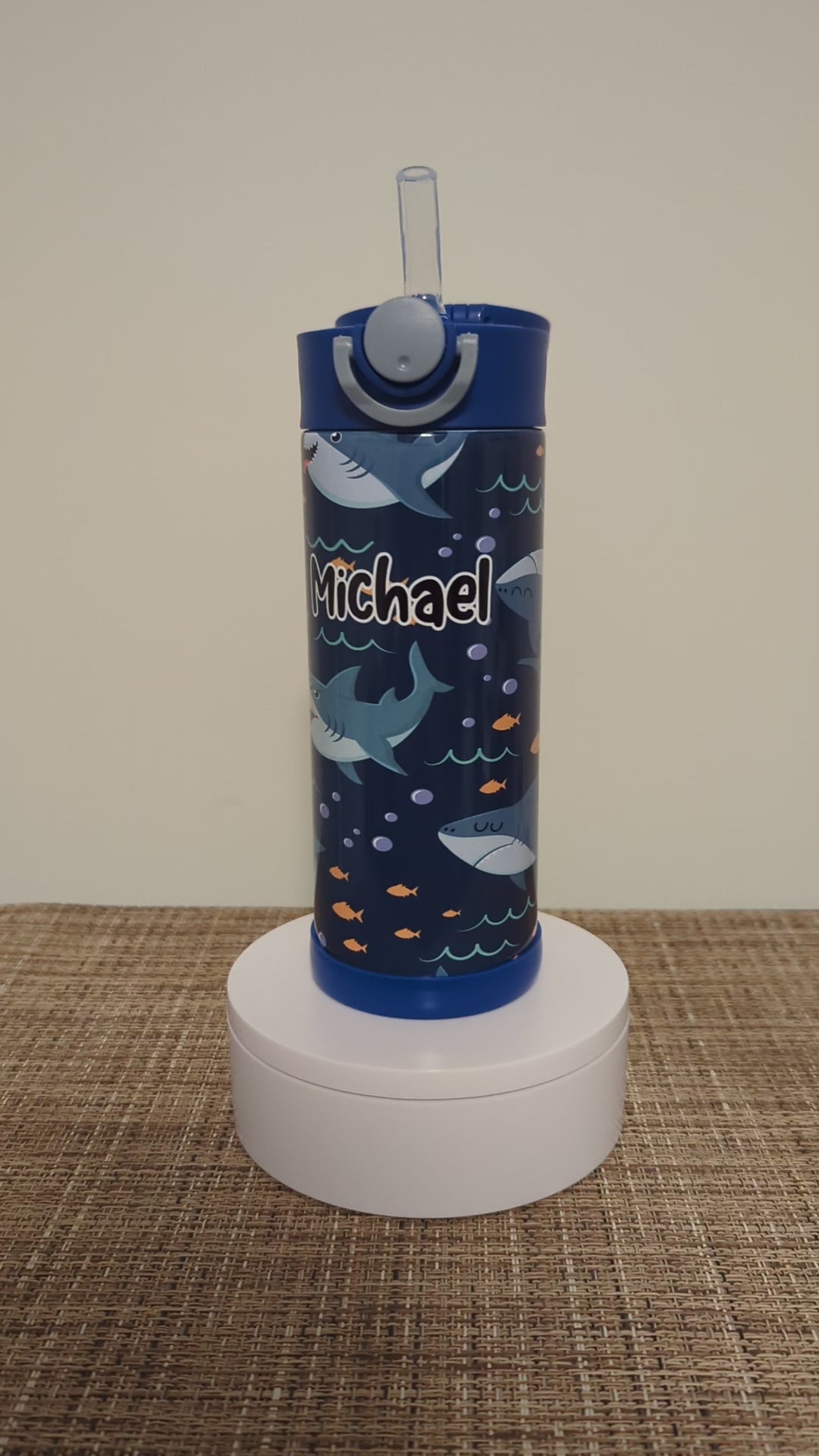 Kids Shark Water Bottle, Kids Shark cup, Personalized Kids Cup, Kids Flip top cup, Kids Water Bottle, Pop Top Tumbler, Personalized Tumbler