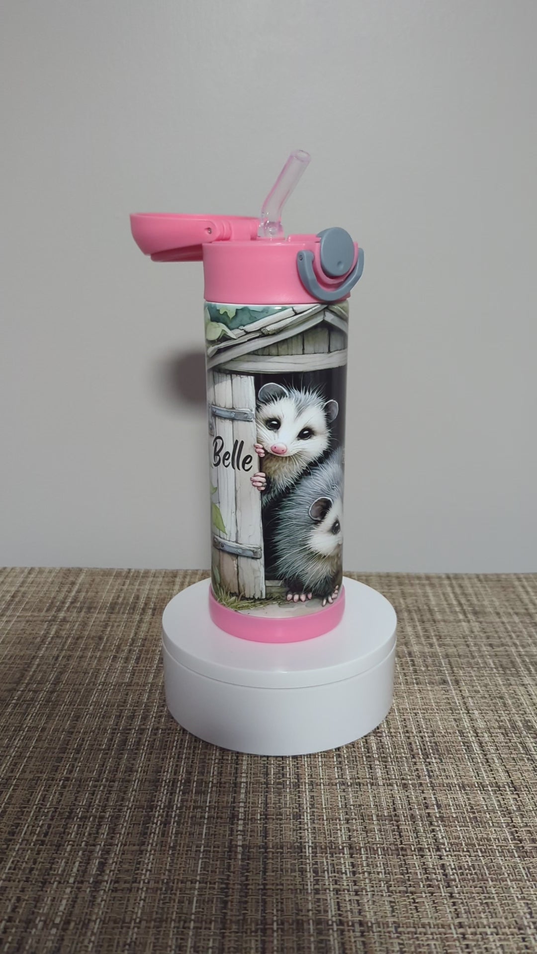 Kids Possum Water Bottle 12oz Can Be Personalized