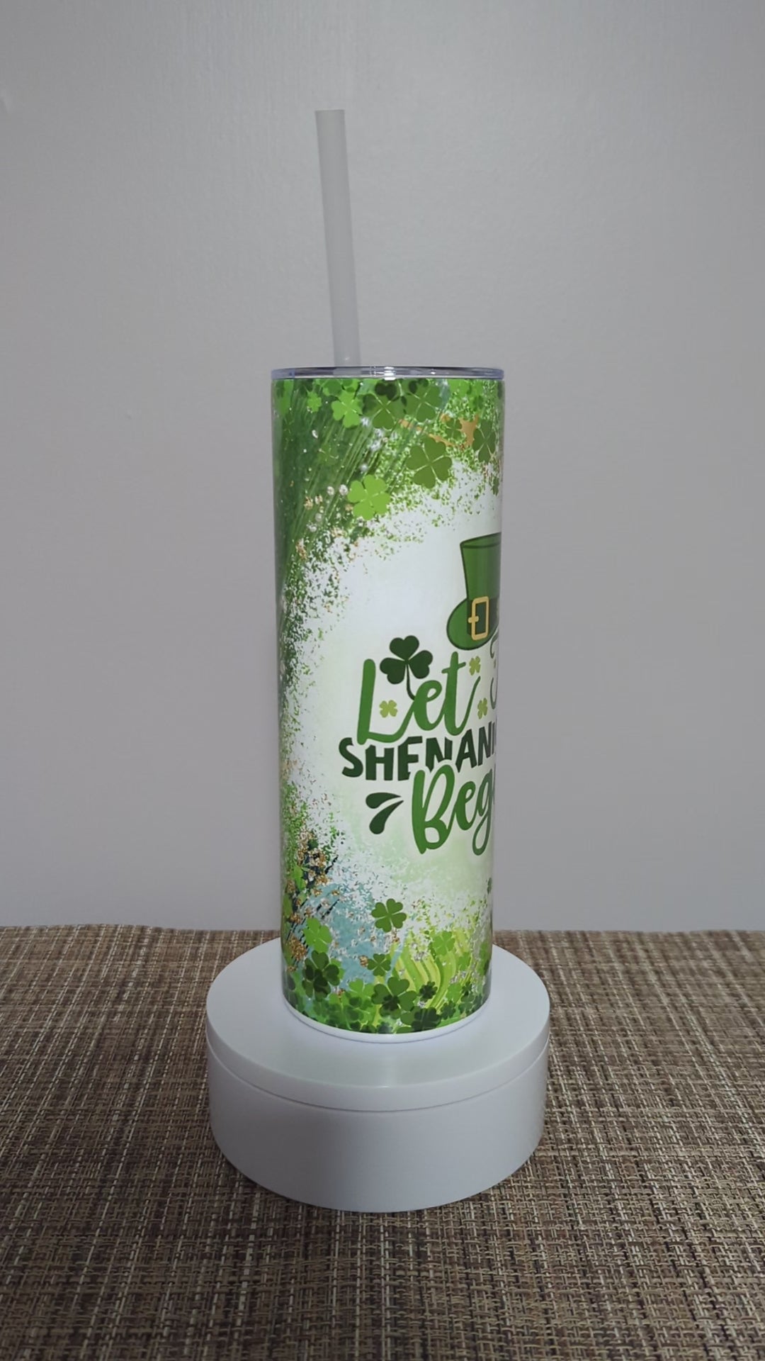 Let The Shenanigans Begin St Patrick Day Tumbler 20oz With Reusable Straw