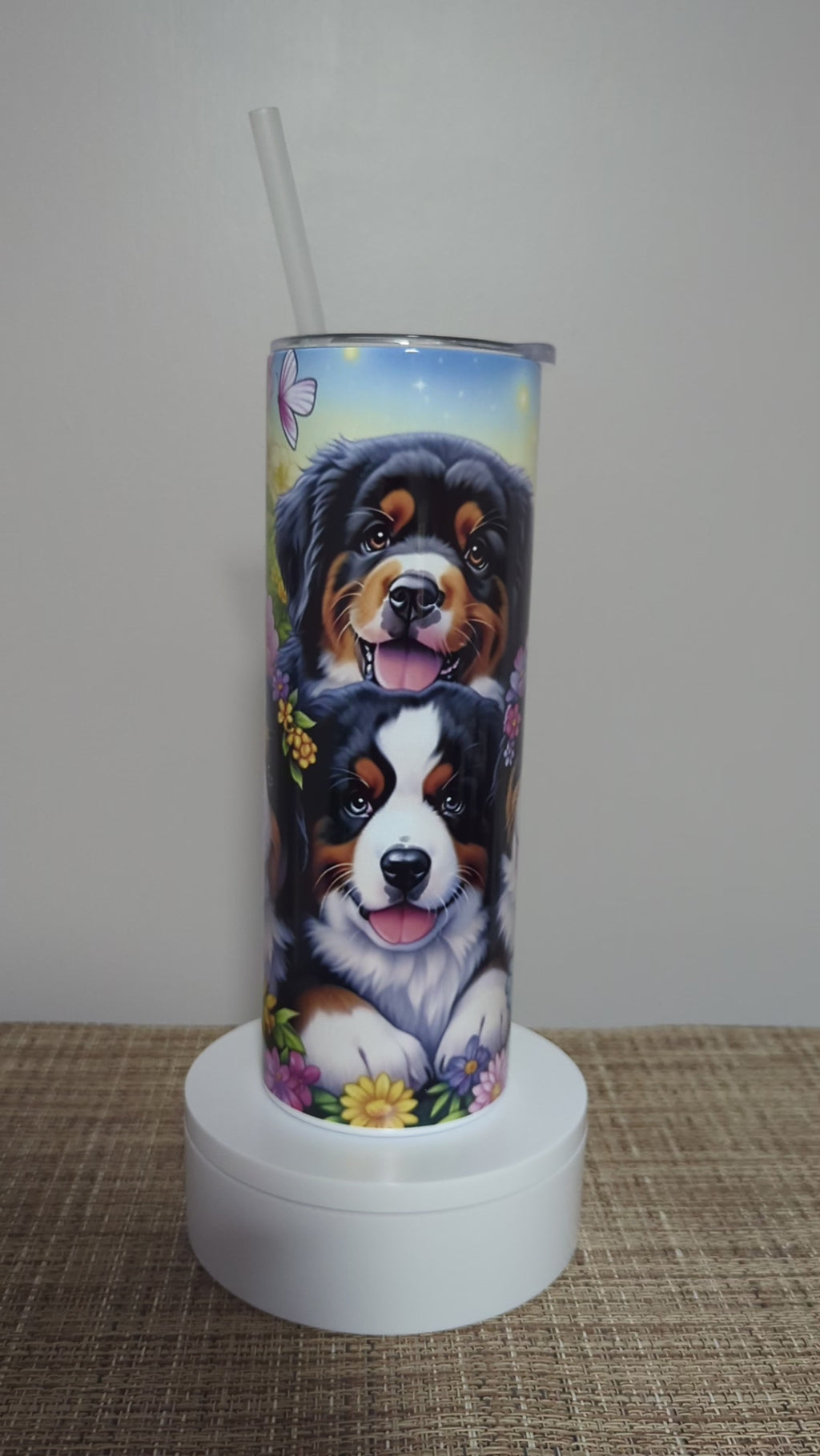 St Bernard Dog Tumbler 20oz With Reusable Straw, Can Be Personalized