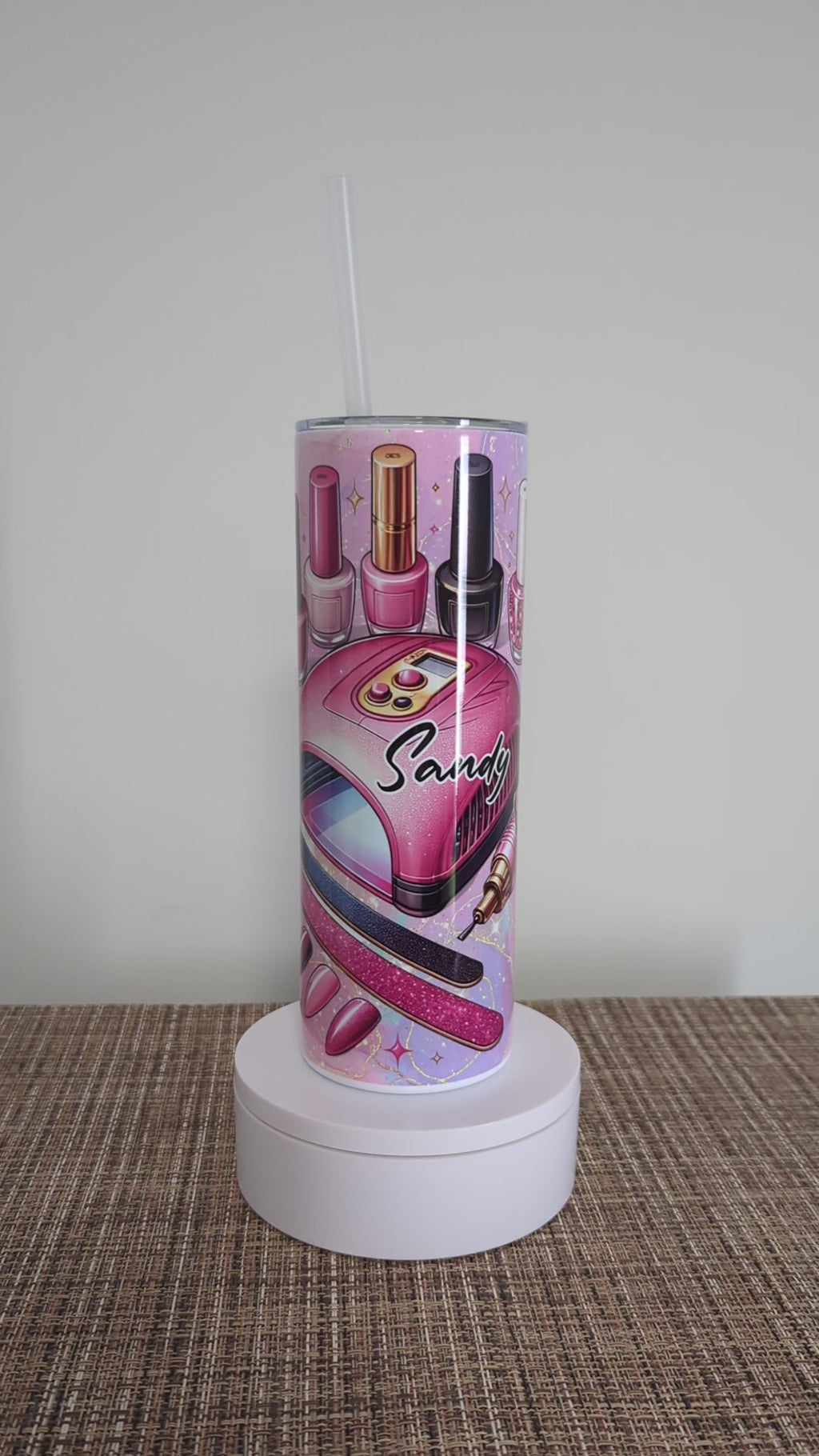 Nail Tech Tumbler 20oz With Reusable Straw, Can Be Personalized
