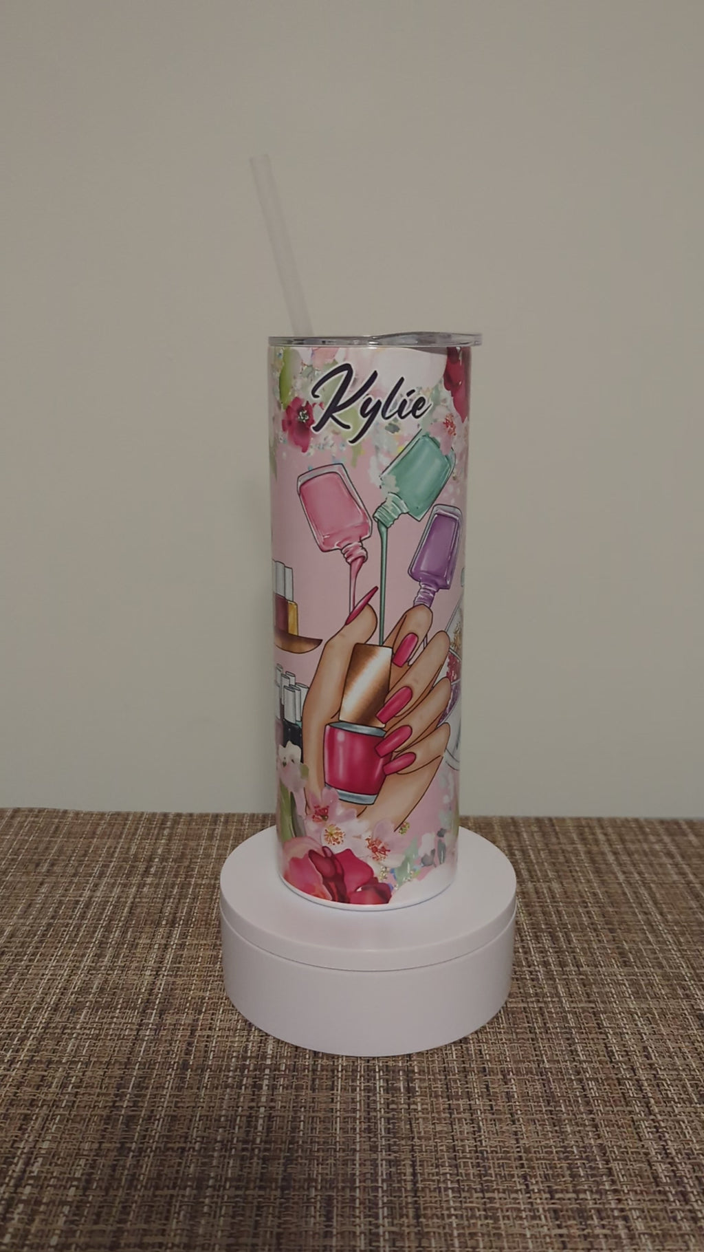 Nail Tech Tumbler 20oz With Reusable Straw, Can Be Personalized