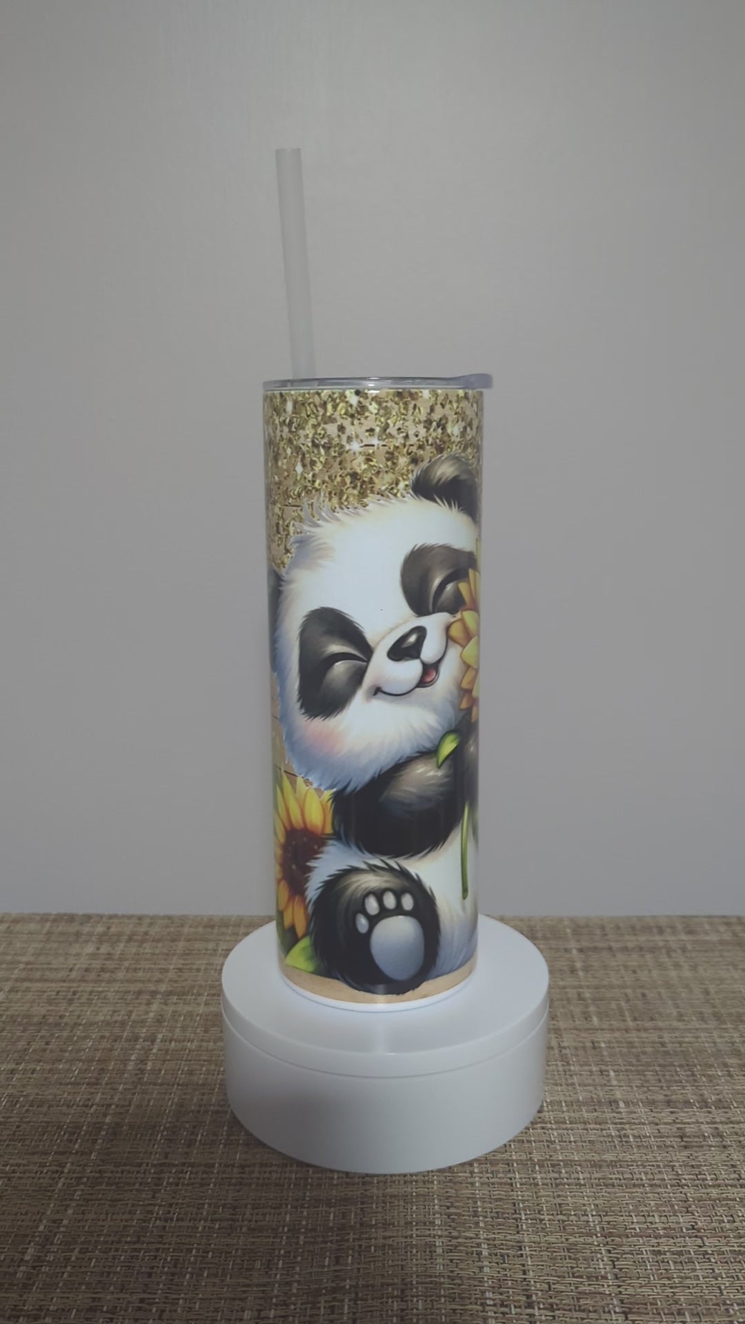 Pretty Panda Bear Tumbler 20oz With Reusable Straw, Can Be Personalized