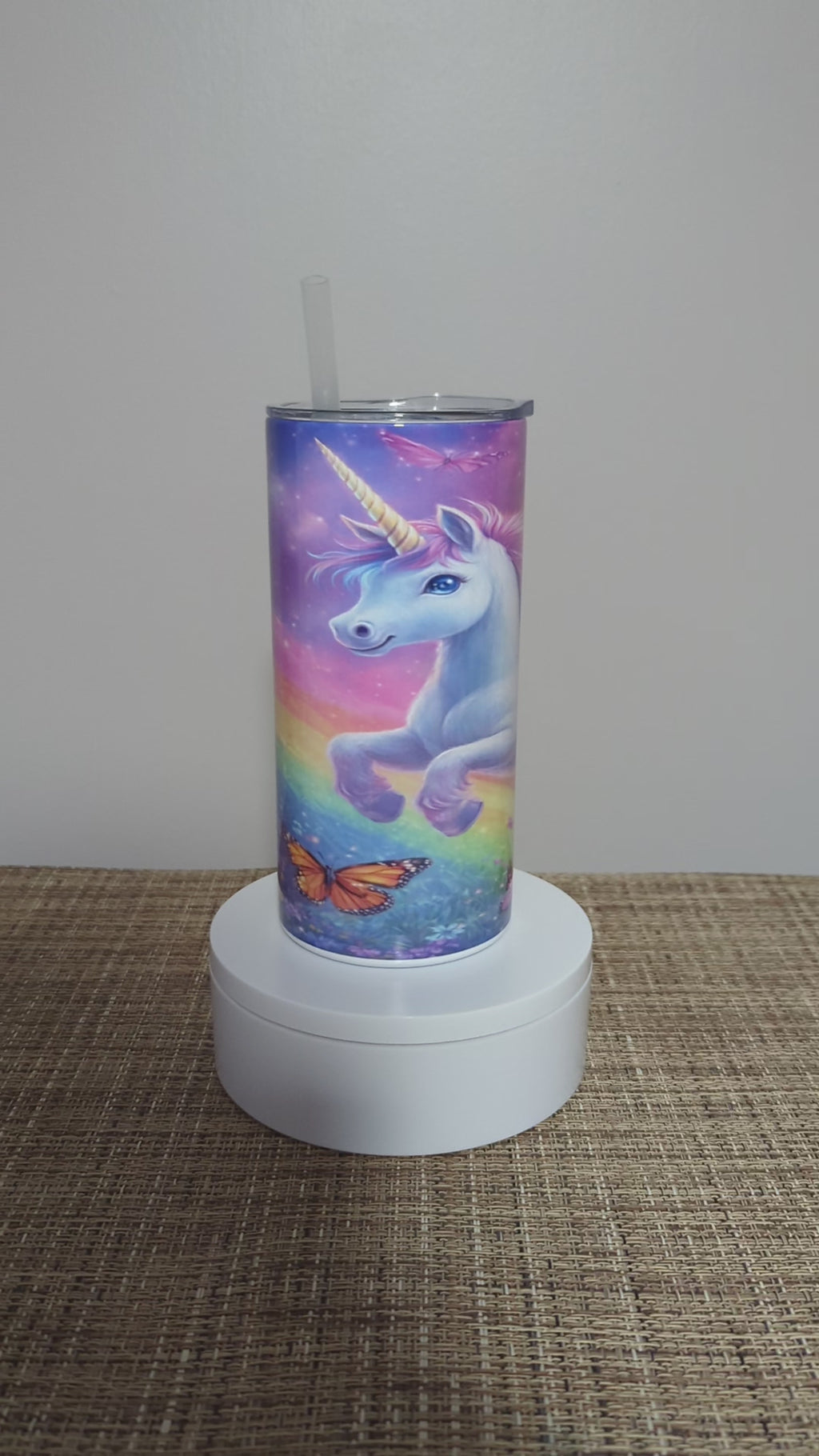 Kids Unicorn Tumbler 15oz With Reusable Straw, Can Be Personalized