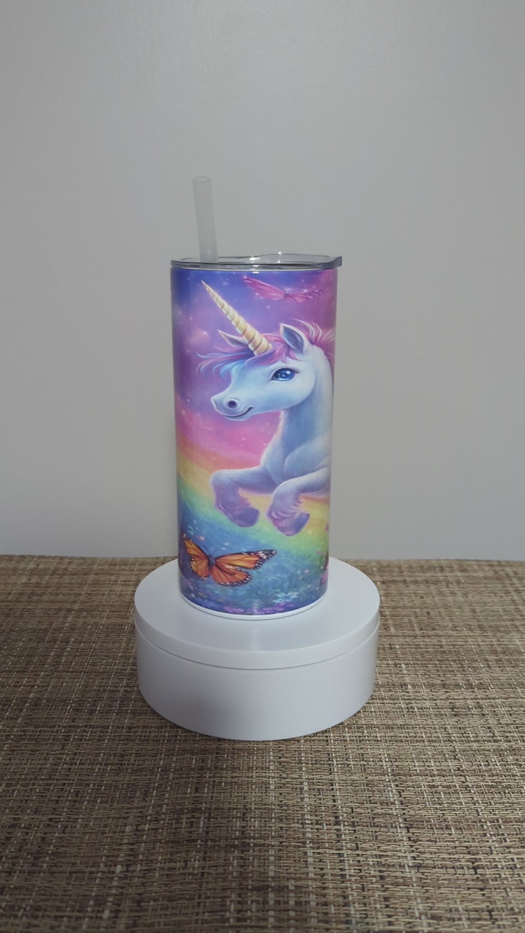 Kids Unicorn Tumbler 15oz With Reusable Straw, Can Be Personalized
