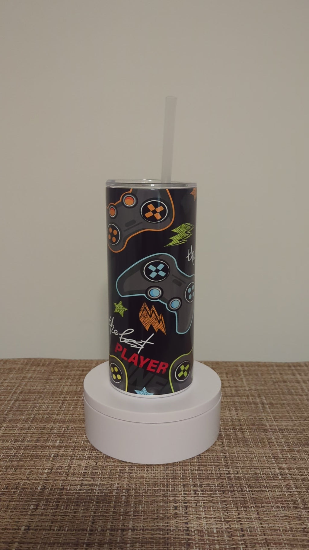 The Best Player Video Game Tumbler 15oz With Reusable Straw, Can Be Personalized