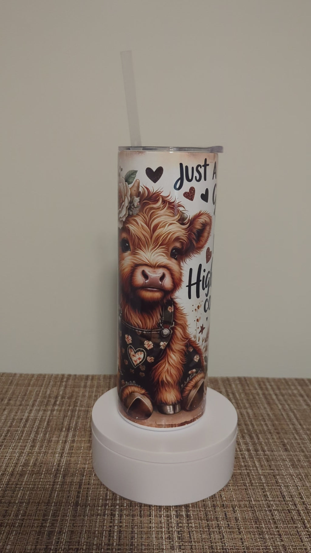 Just A Girl Who Loves Highland Cows Tumbler 20oz With Reusable Straw, Can Be Personalized